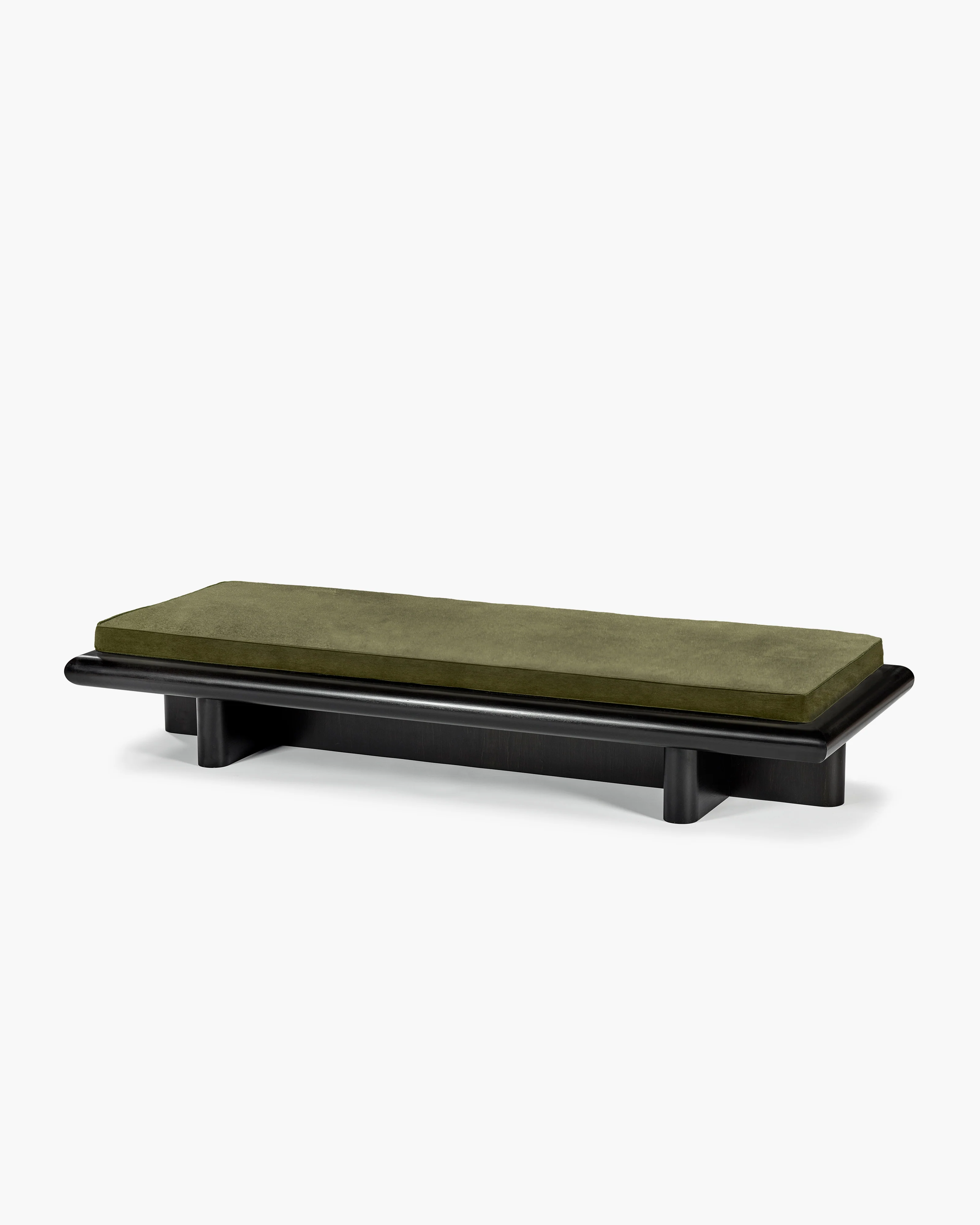 Bench L velvet fern + frame tulipwood stained dark Taka