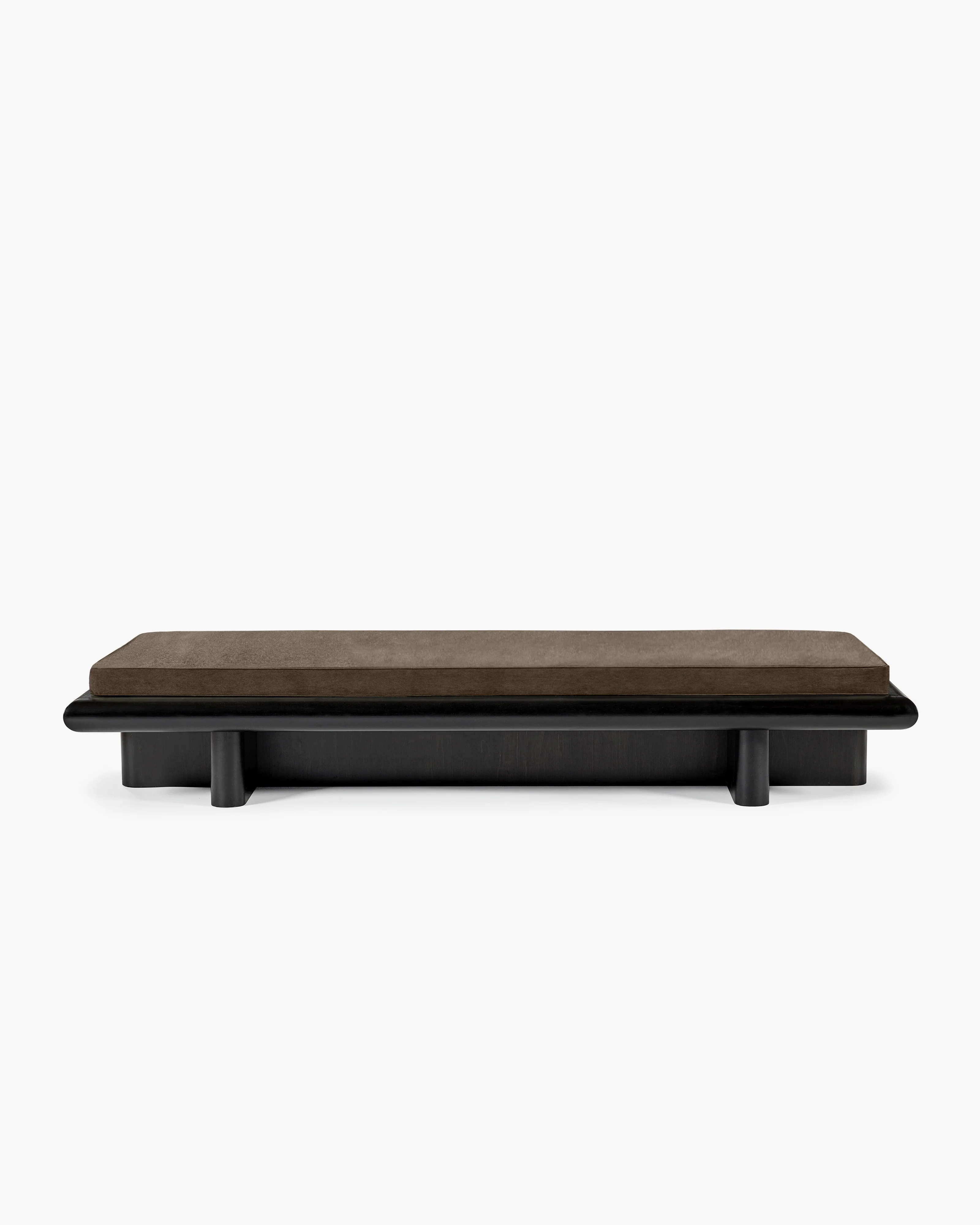 Bench L velvet teddy + frame tulipwood stained dark Taka - Image 2