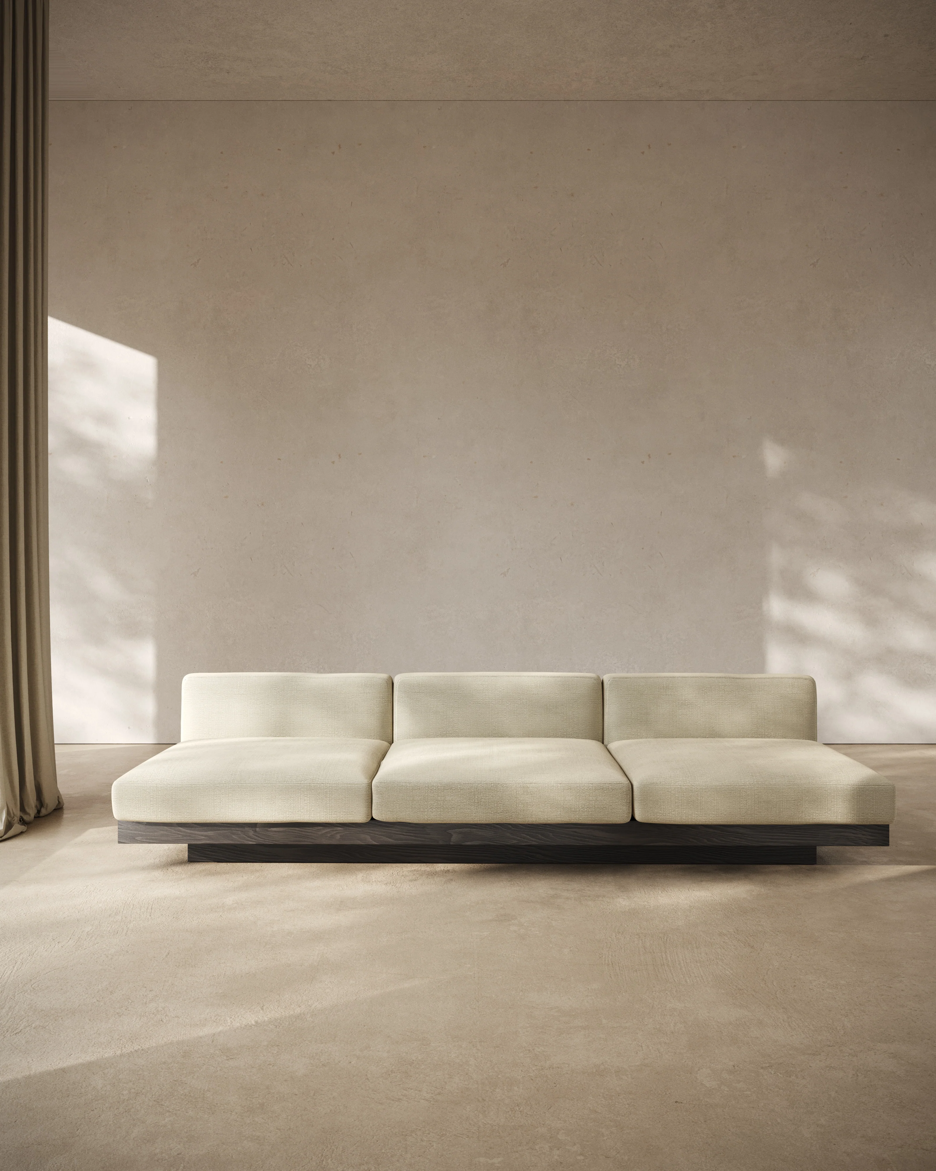 Bench three seater incl cushion indoor sand - black Rudolph - Image 8