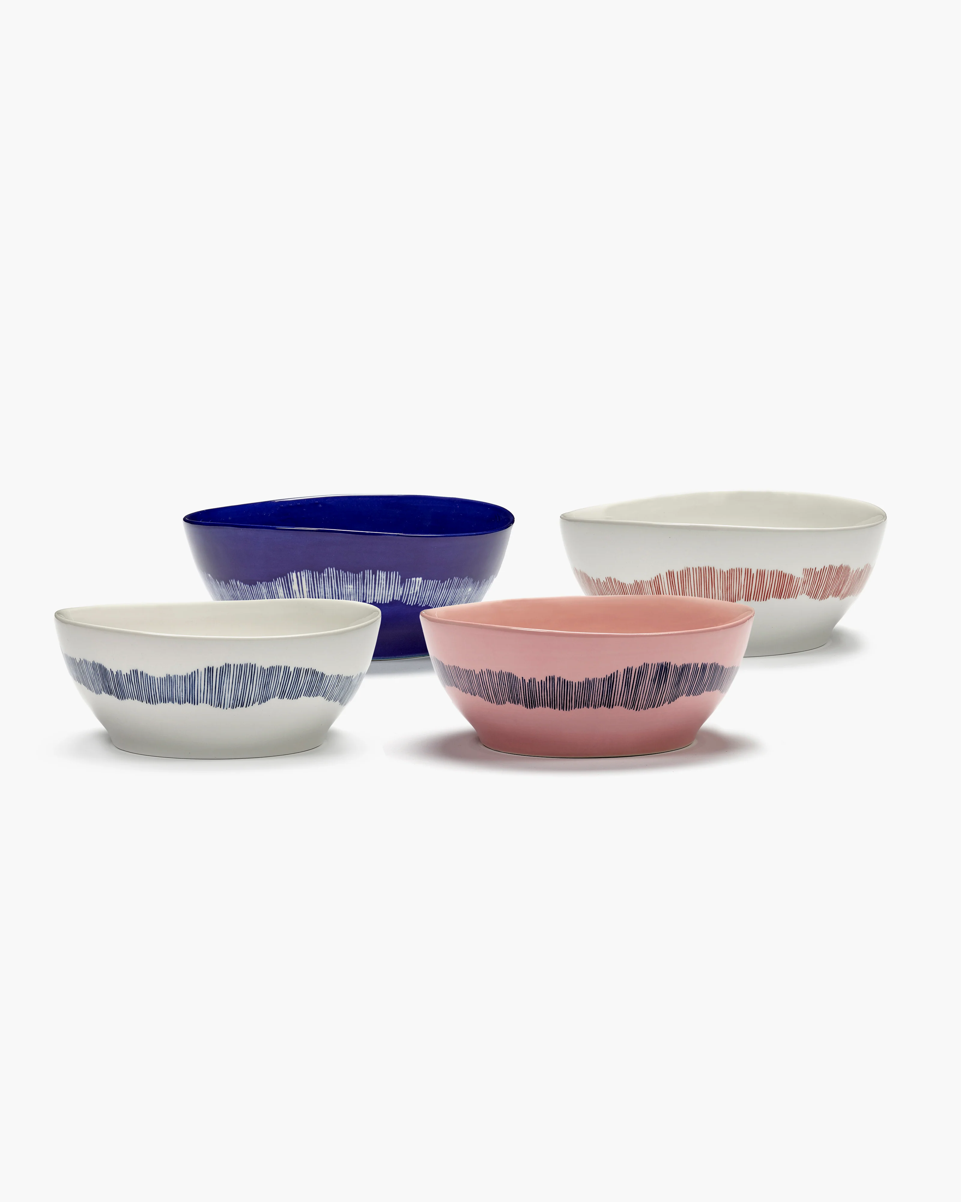Bowl L white swirl - blue stripes Feast - Image 3