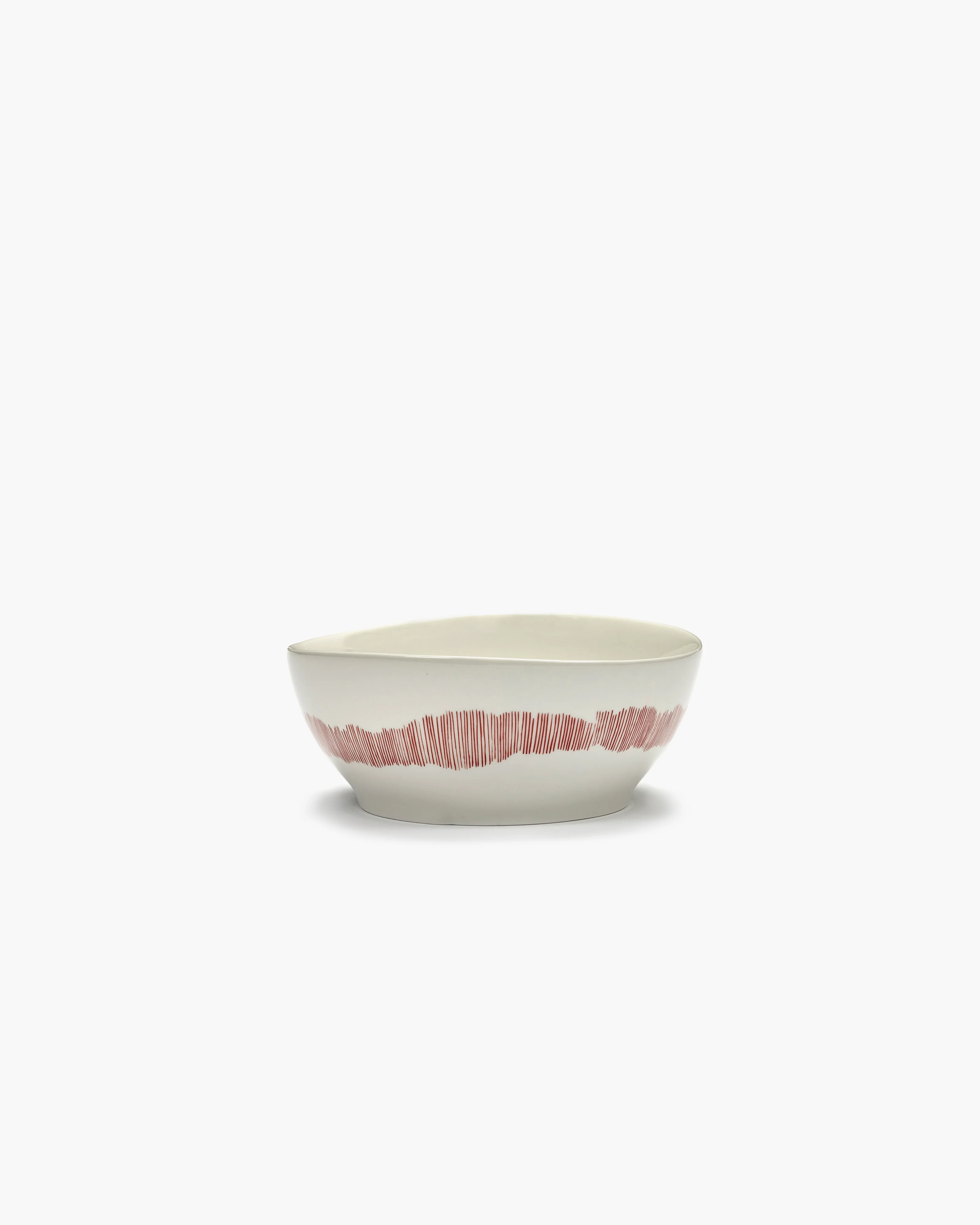 Bowl L white swirl - red stripes Feast