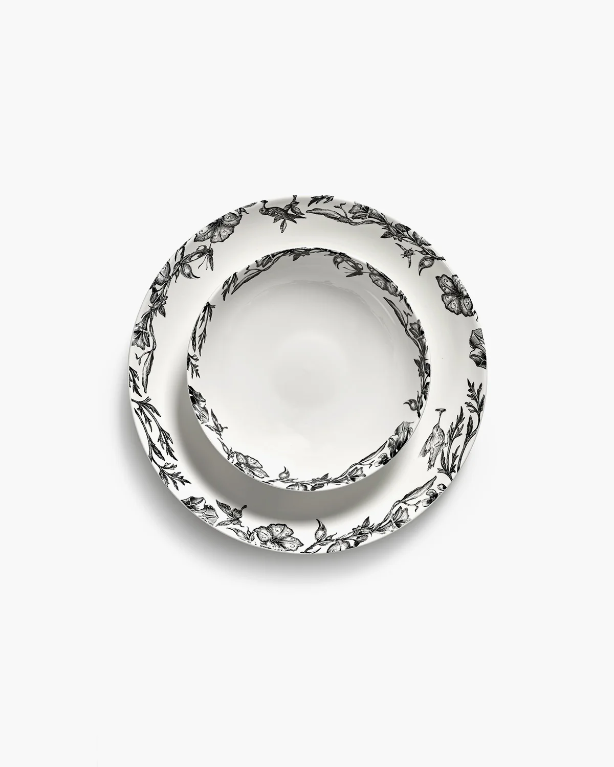 Bowl low L enchanted garden white - black Unity - Image 6