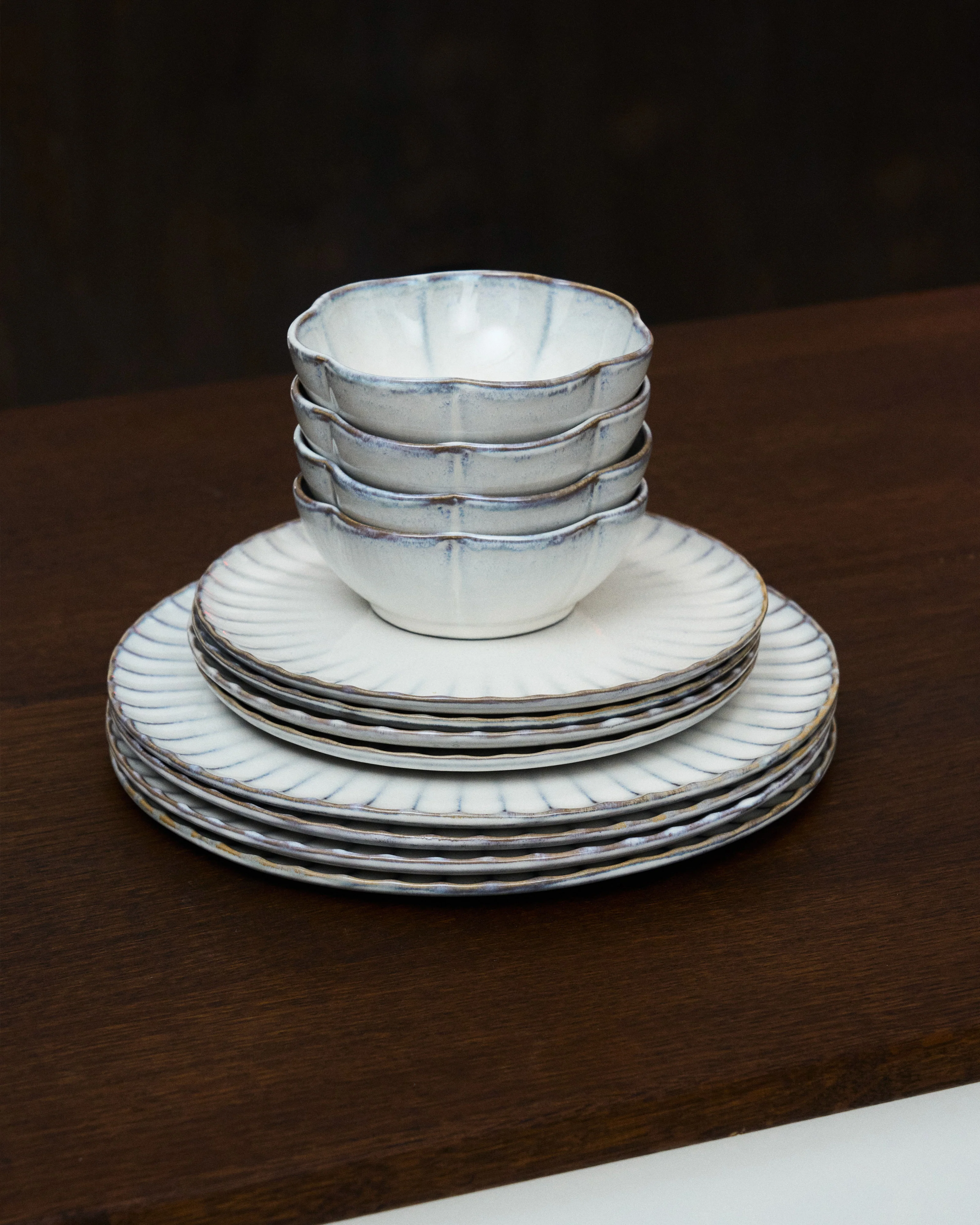 Bowl ribbed L white Inku - Image 3