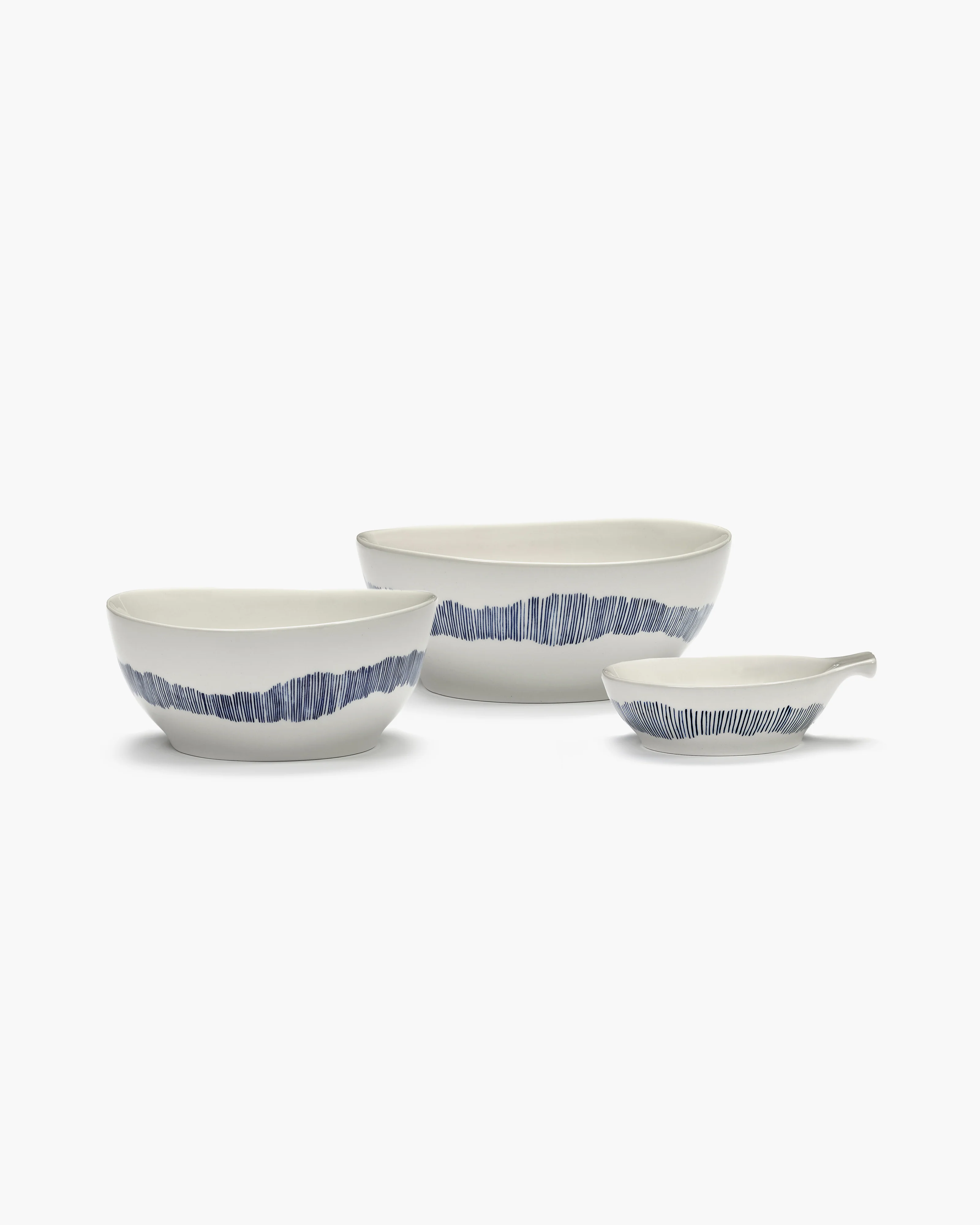 Bowl S white swirl - blue stripes Feast - Image 5
