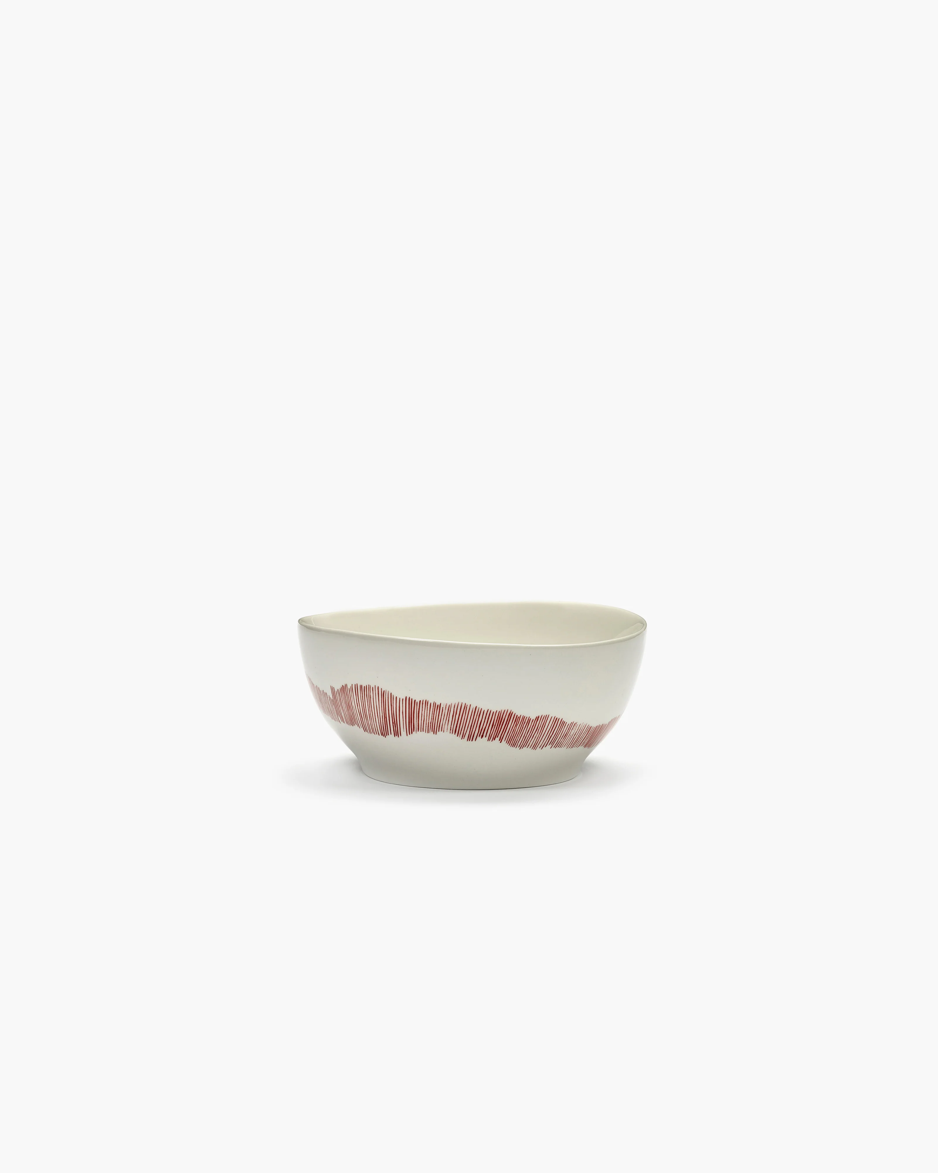 Bowl S white swirl - red stripes Feast