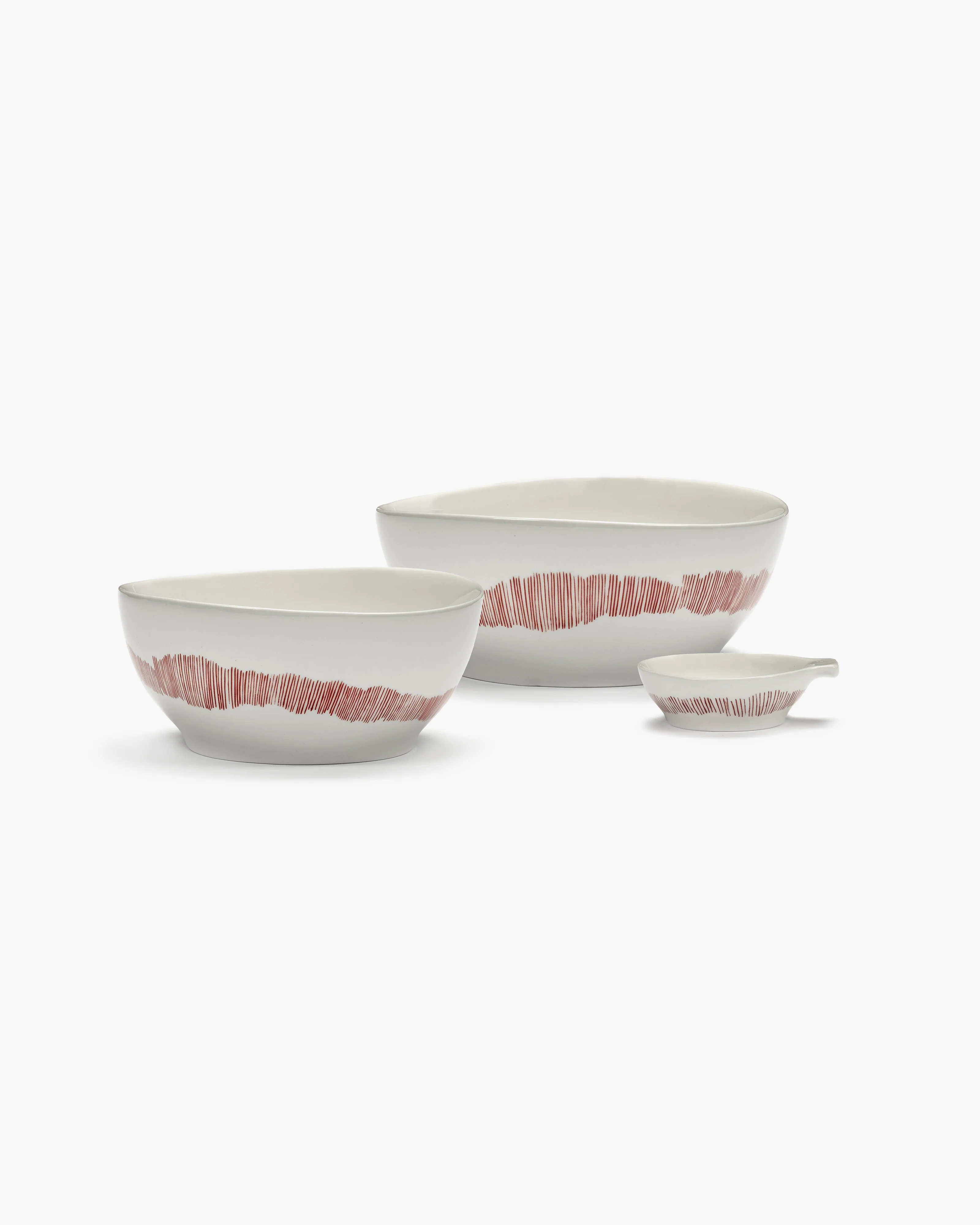 Bowl S white swirl - red stripes Feast - Image 3