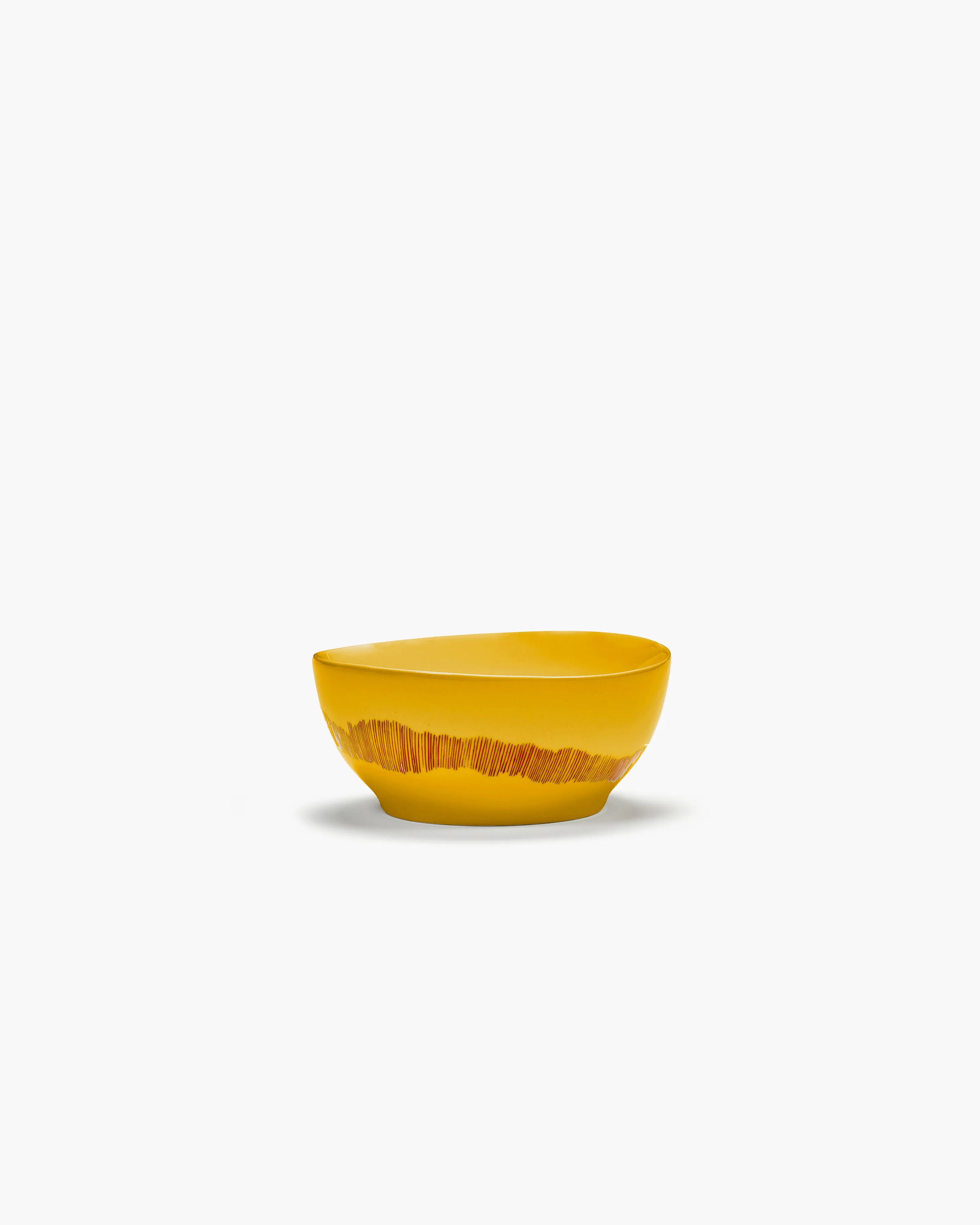 Bowl S yellow - red stripes Feast