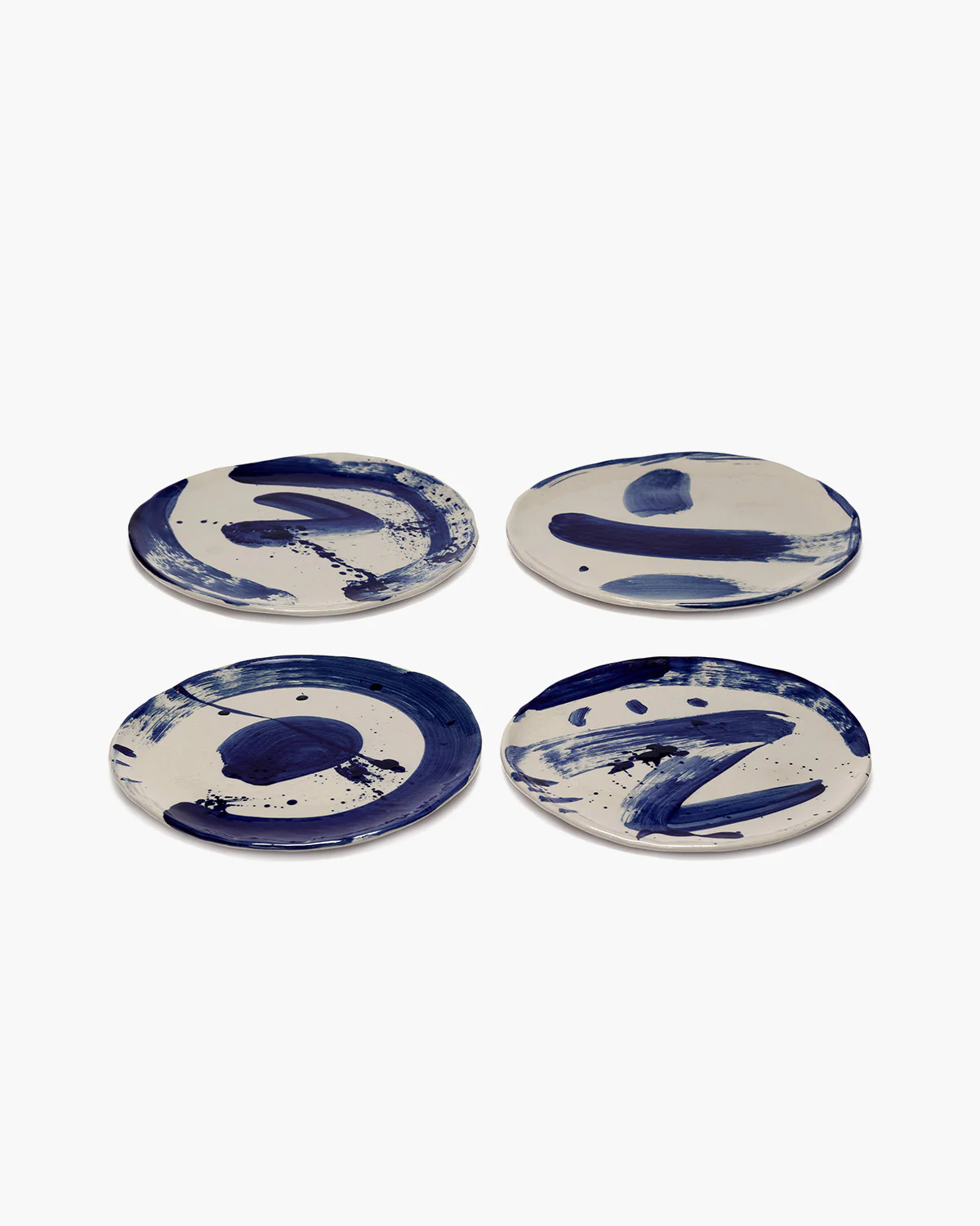 Breakfast plate set of 4 varied designs beige - blue Sophia - Image 3