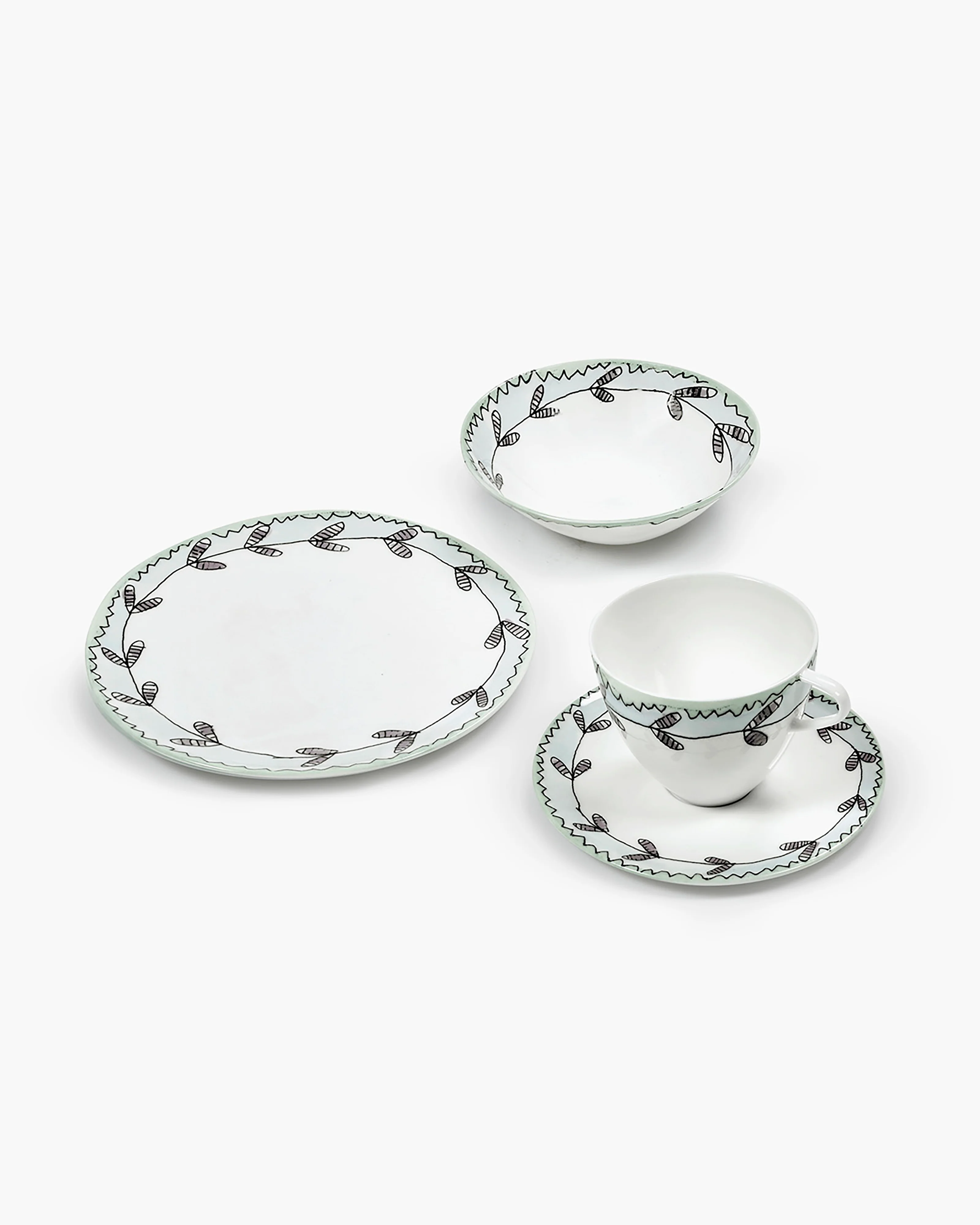 Breakfast set 16 pieces blossom milk midnight flowers - Image 2