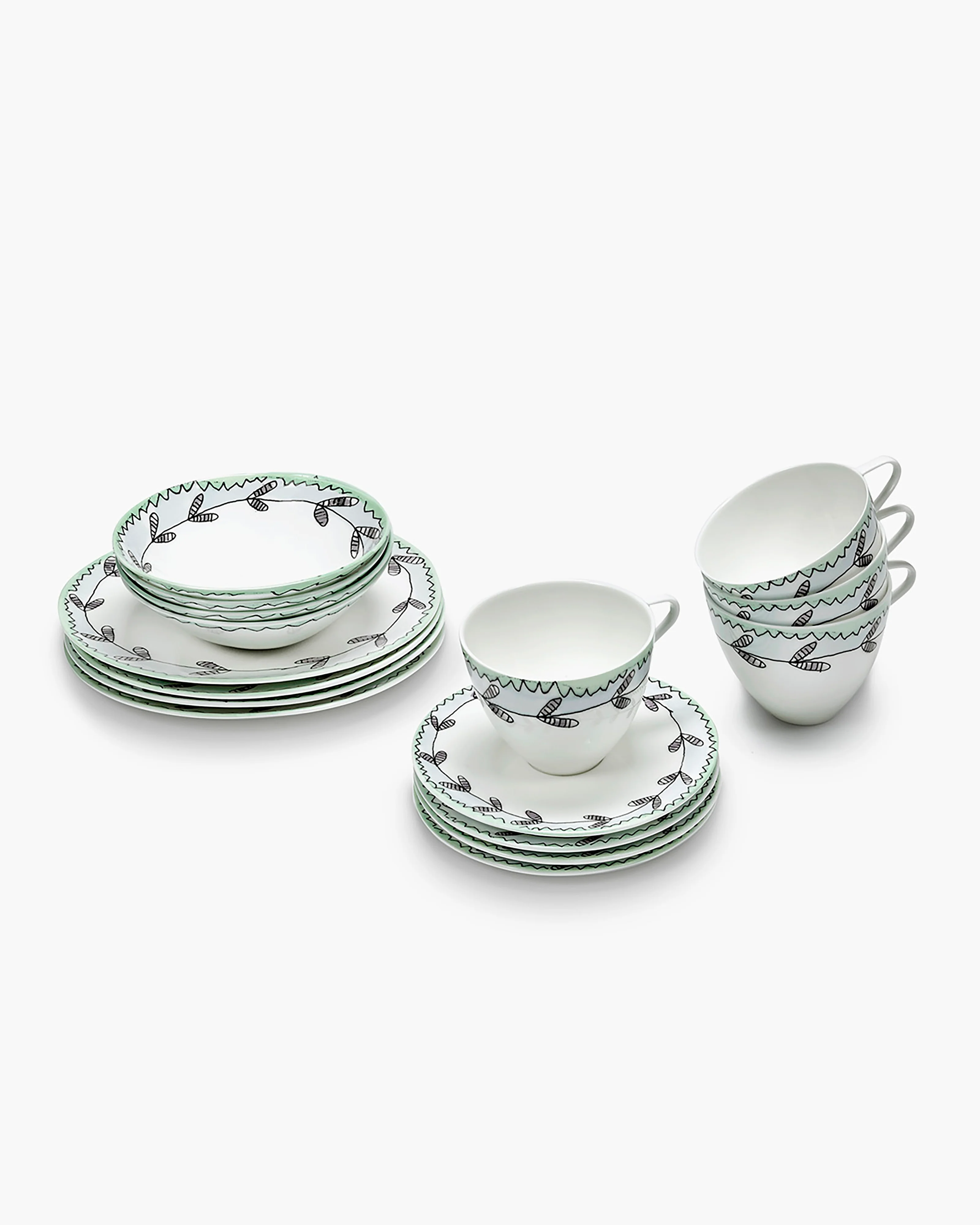Breakfast set 16 pieces blossom milk midnight flowers - Image 3