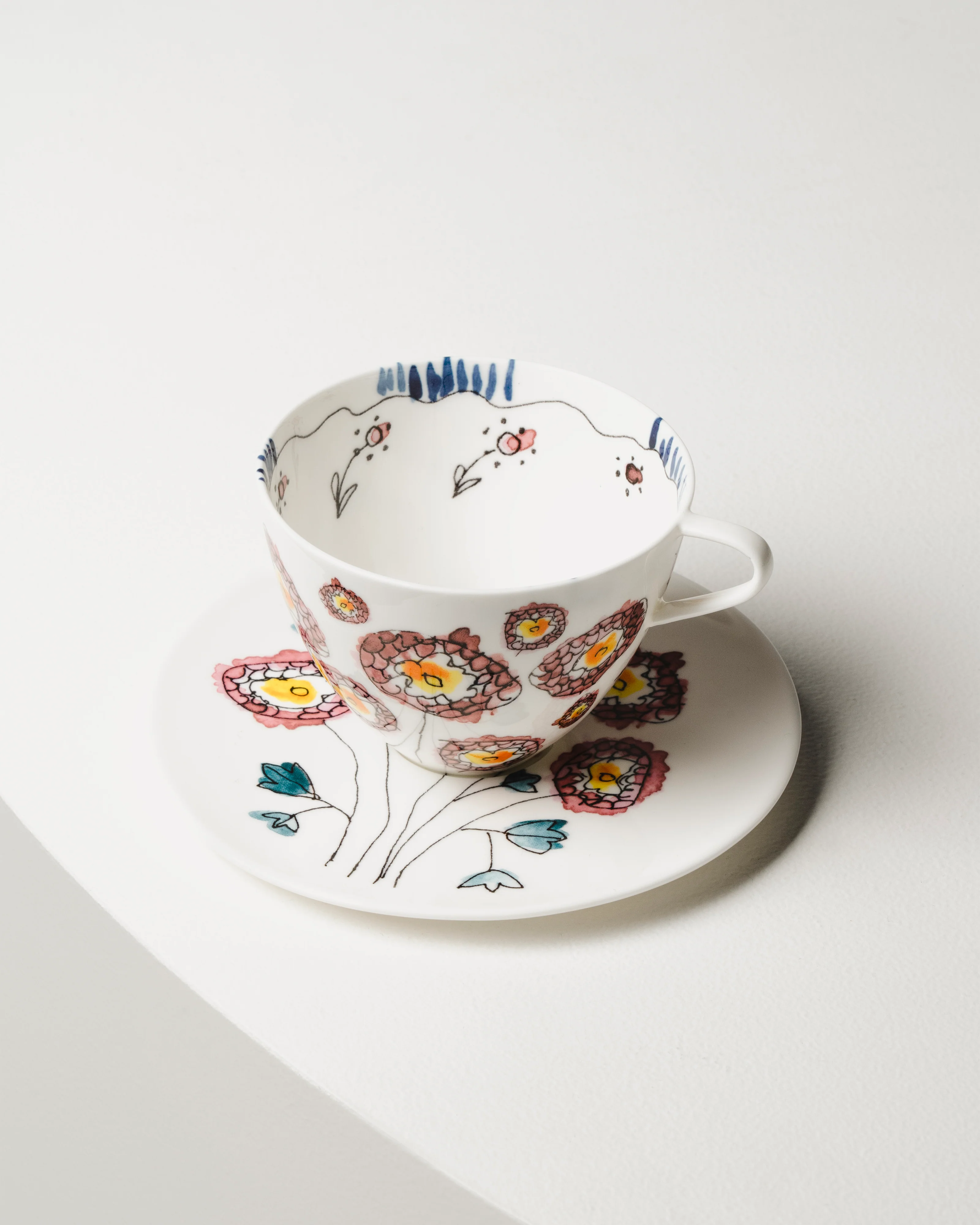 Cappuccino cup with saucer Anemone milk Midnight Flowers - Image 3