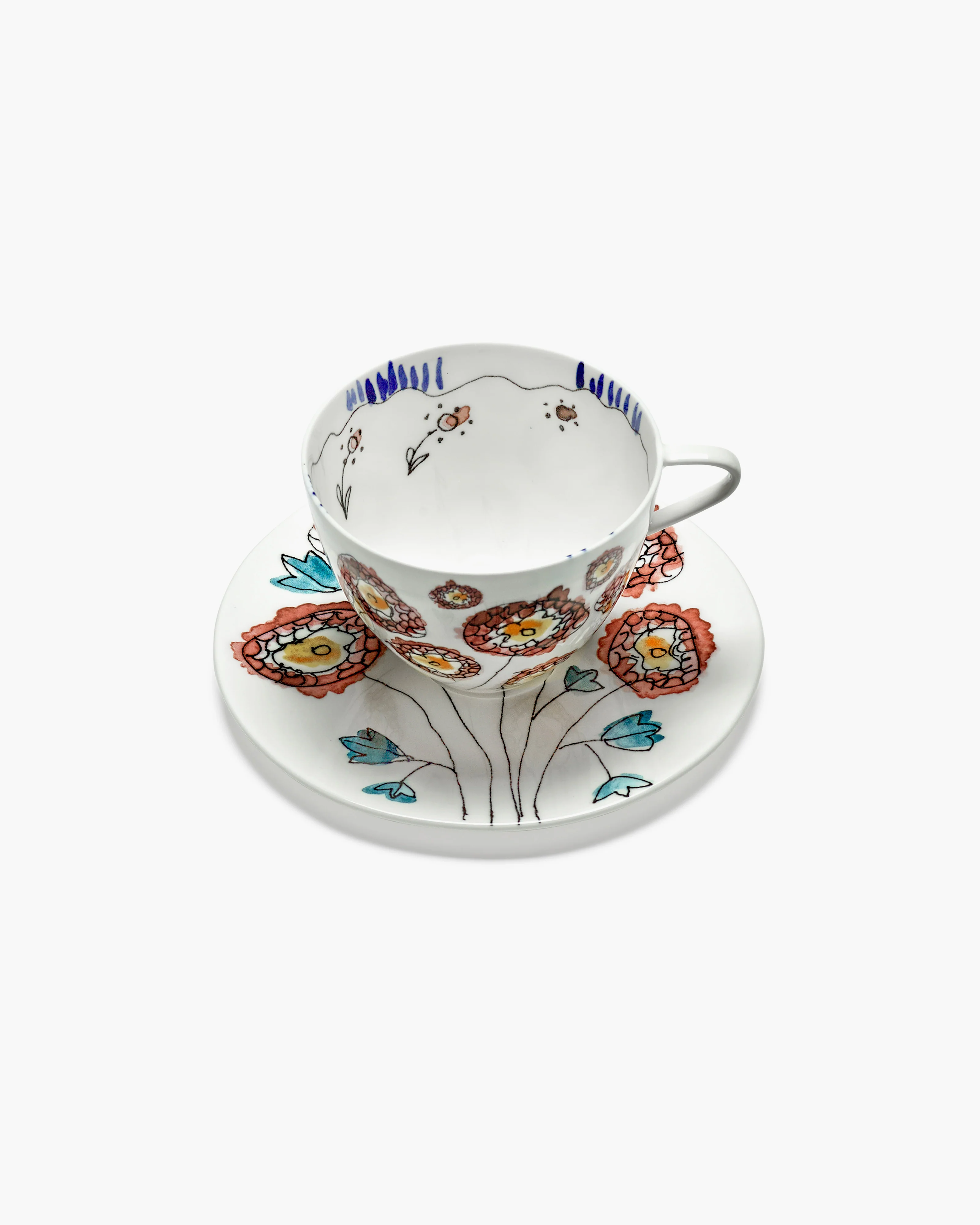 Cappuccino cup with saucer Anemone milk Midnight Flowers - Image 4