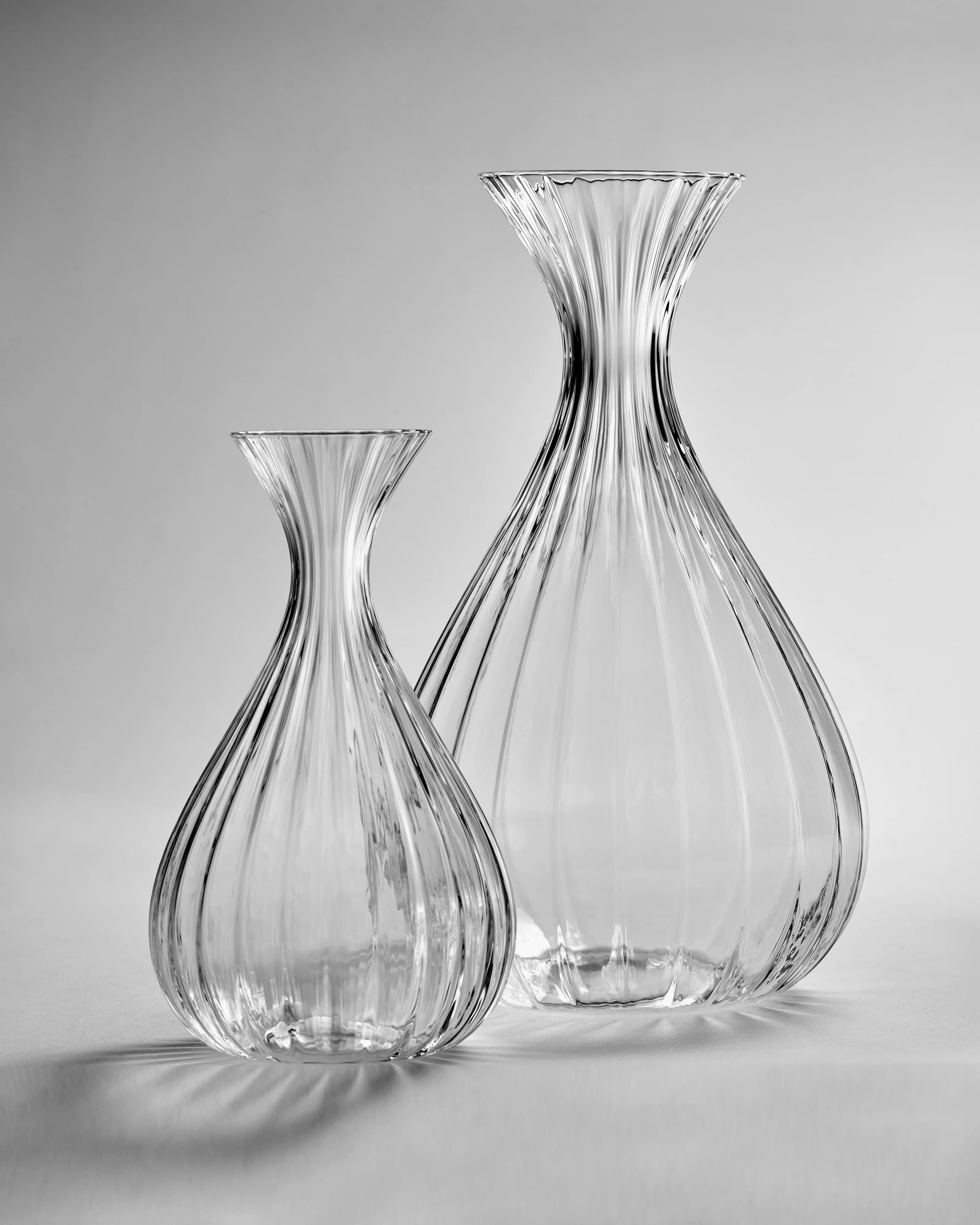 Carafe L transparent ribbed glass 180cl Inku - Image 3