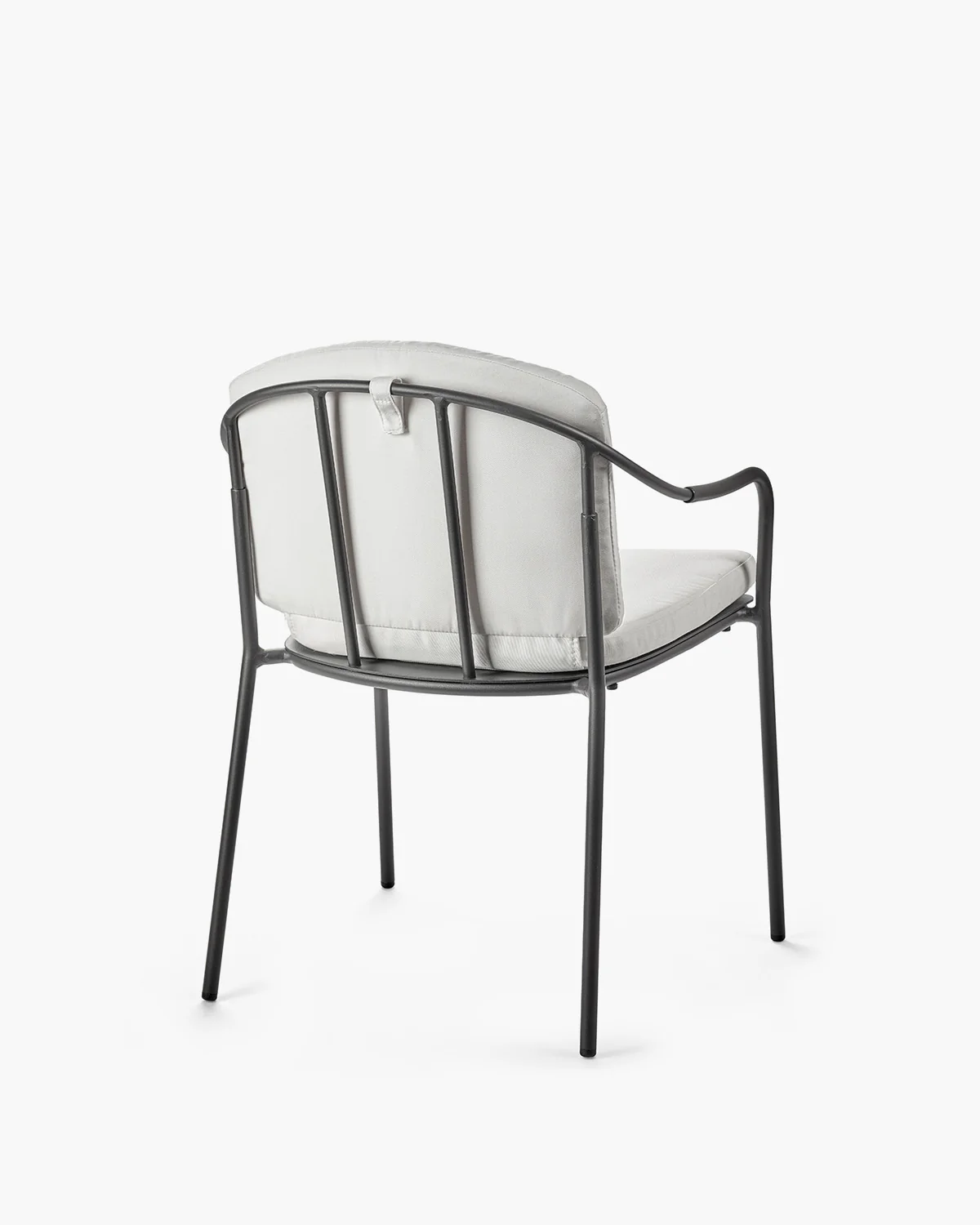 Black chair with armrests and white cushion included Patio - Image 3