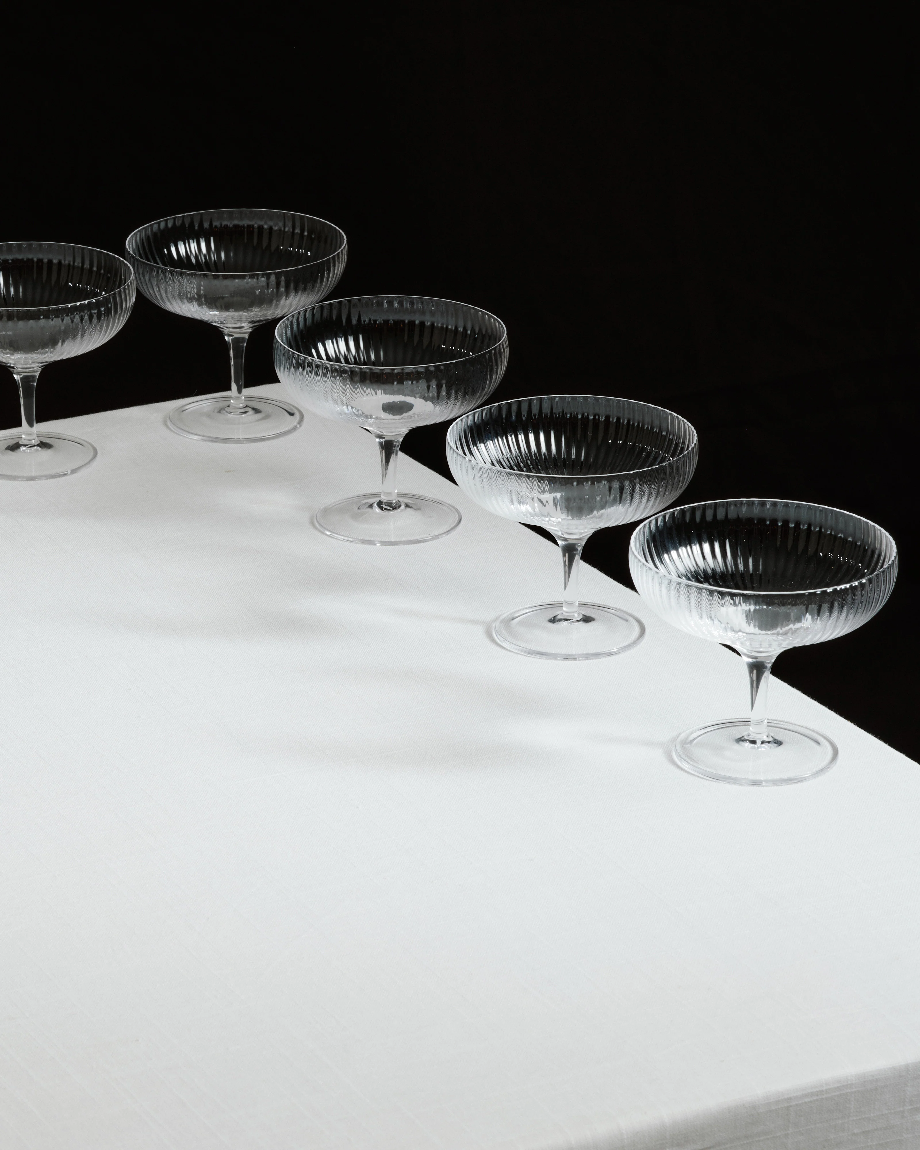 Champagne coupe 15cl transparent ribbed glass Inku - Image 3