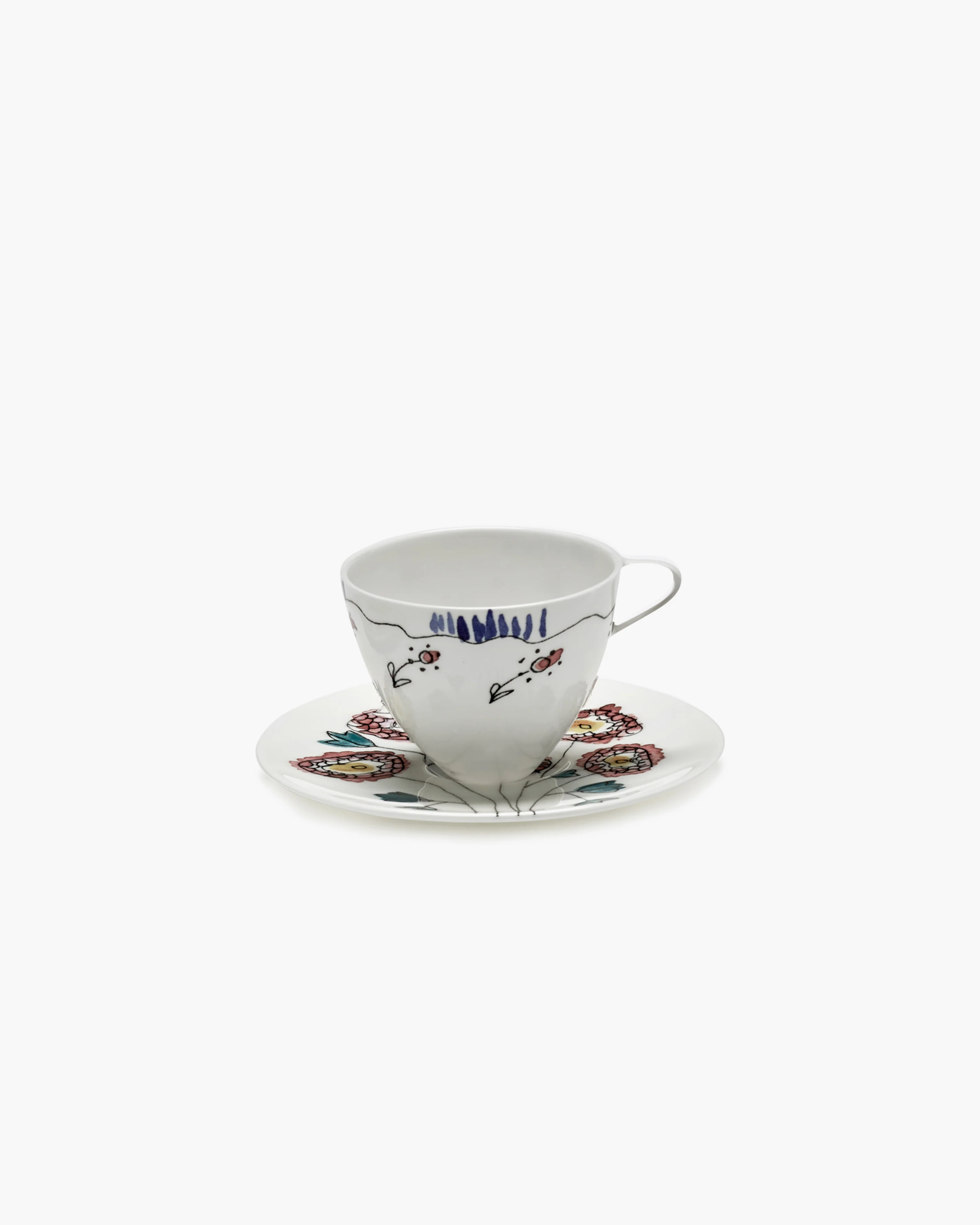 Coffee cup high with saucer Anemone milk Midnight Flowers
