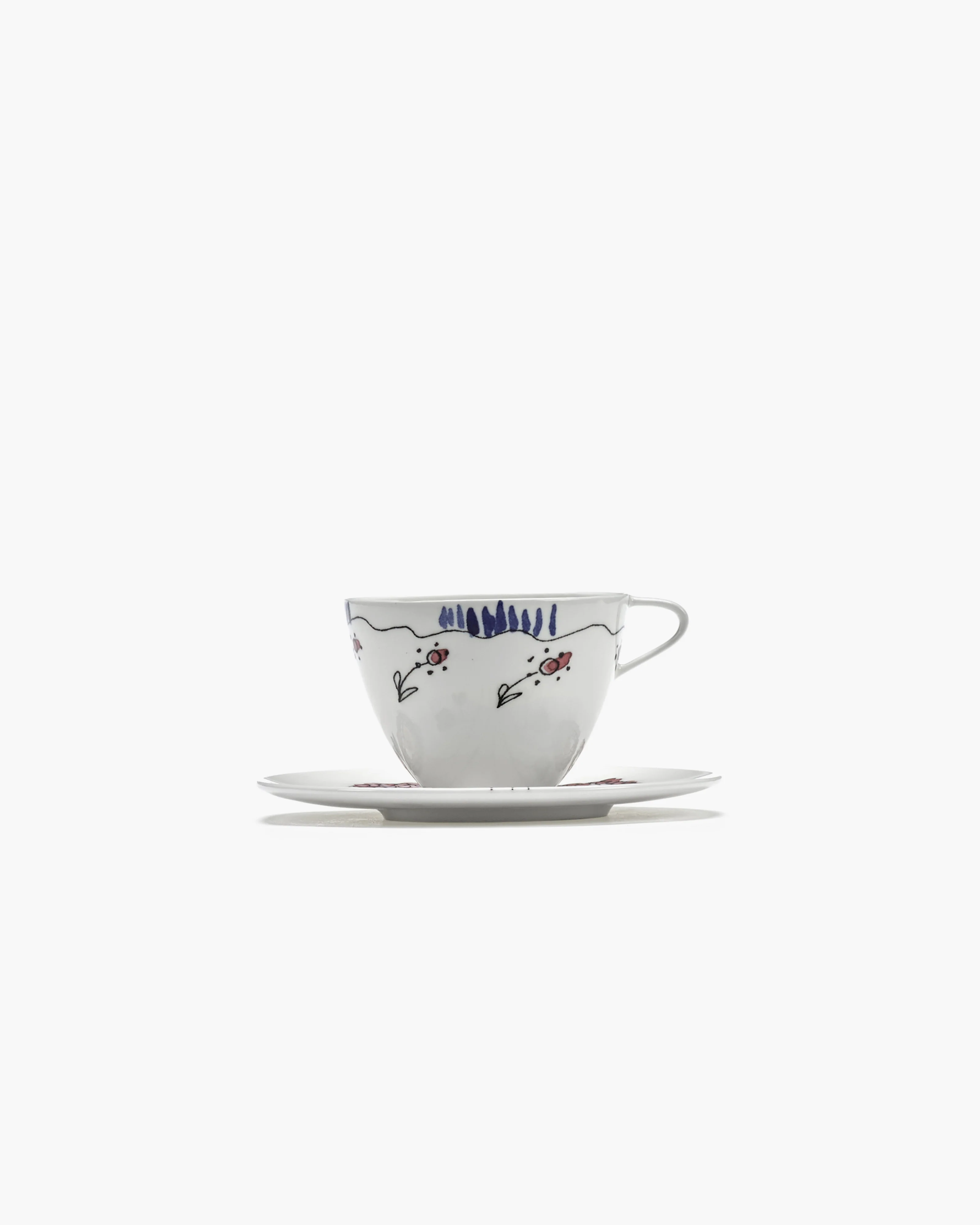 Coffee cup high with saucer Anemone milk Midnight Flowers - Image 3