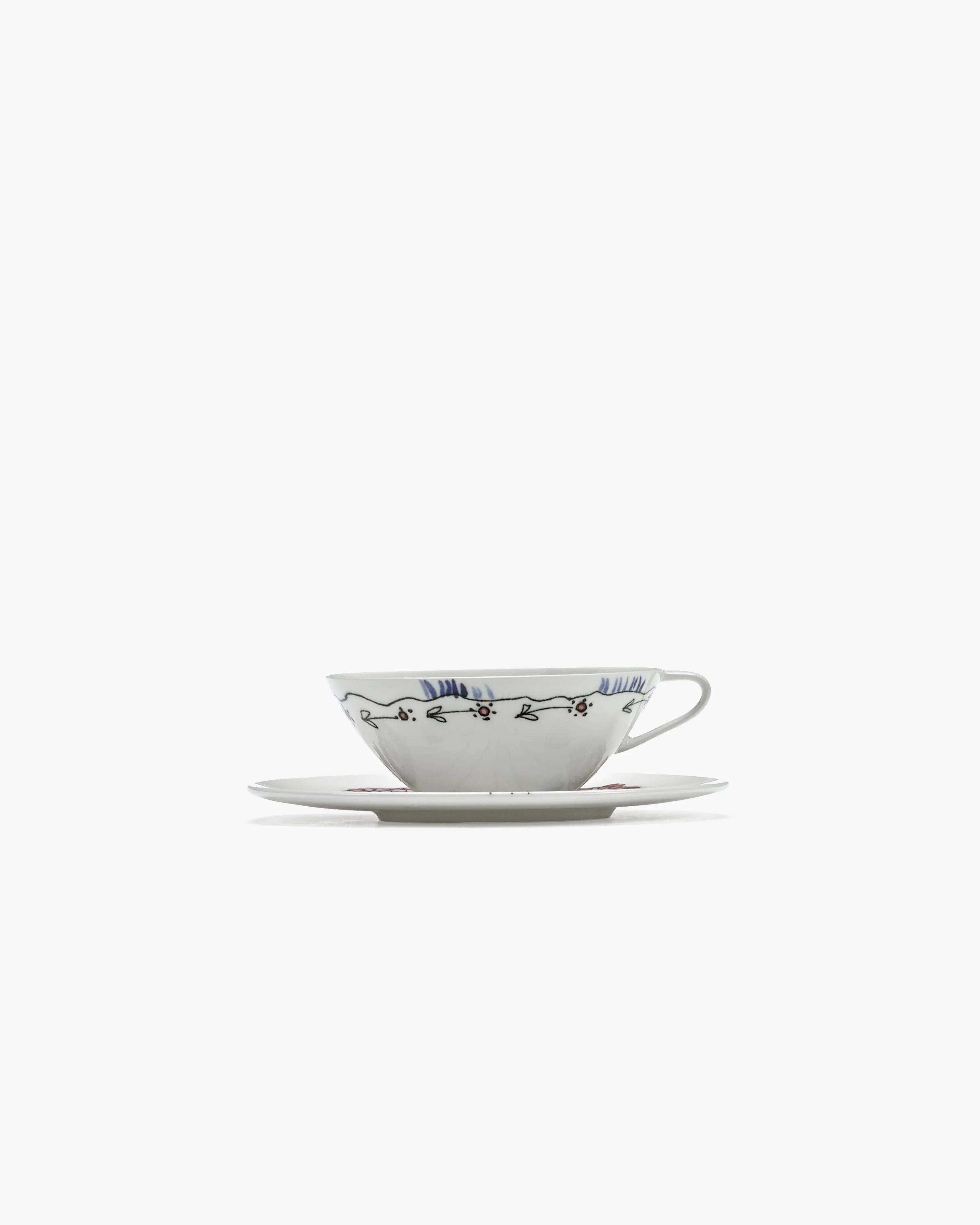 Coffee cup low with saucer Anemone milk Midnight Flowers - Image 4