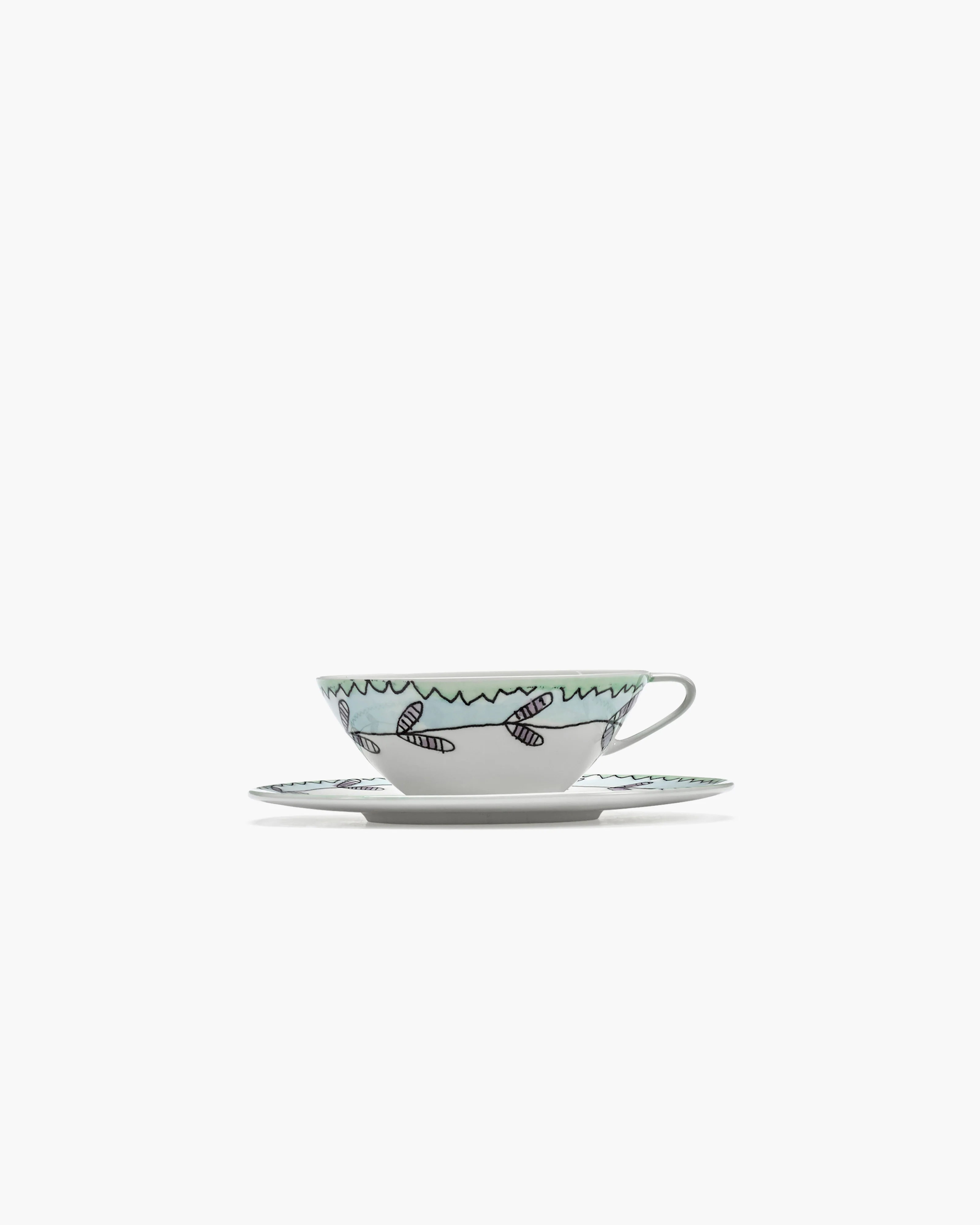 Coffee cup low with saucer Blossom milk Midnight Flowers - Image 4
