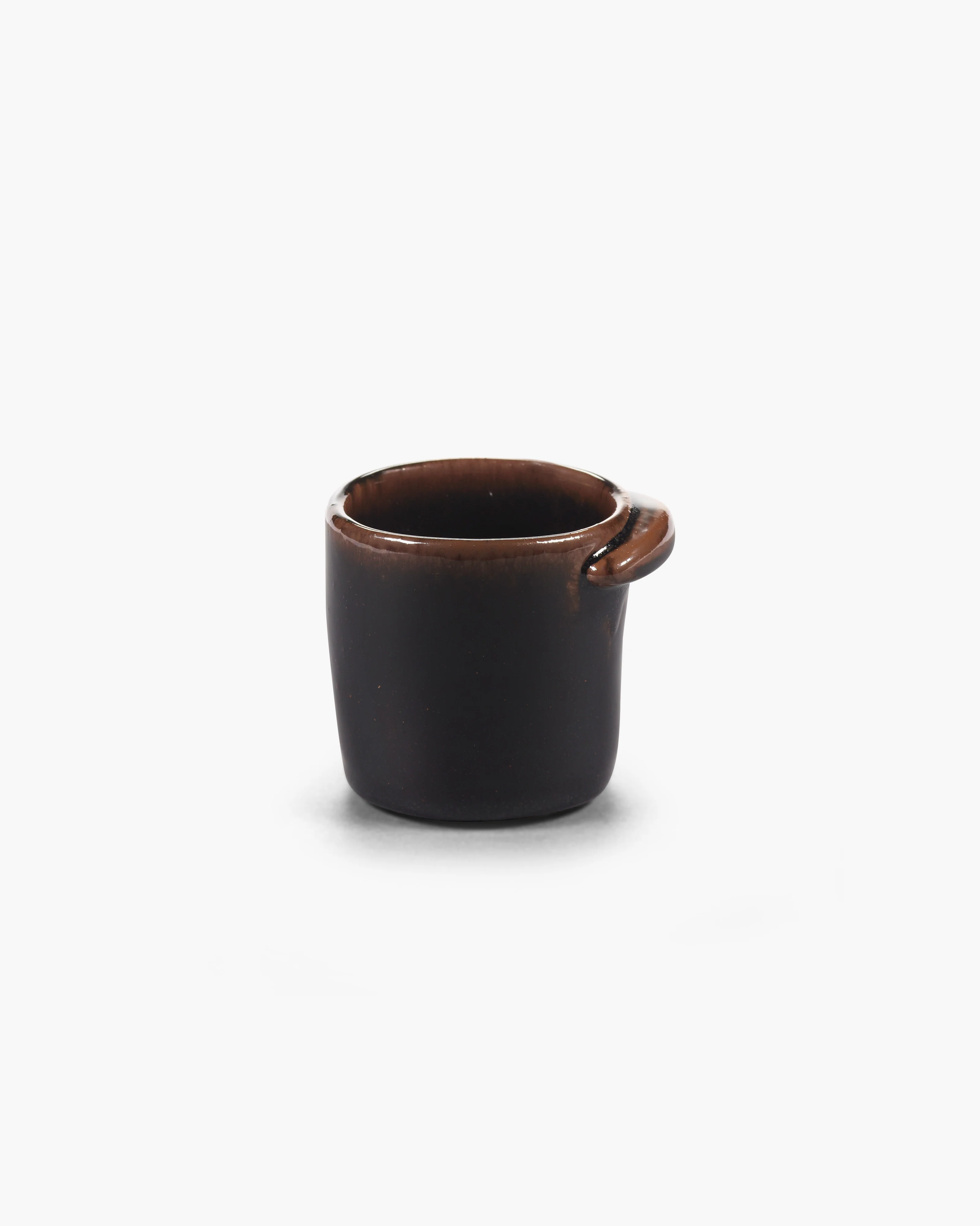Coffee cup without handle dark brown Out of lines