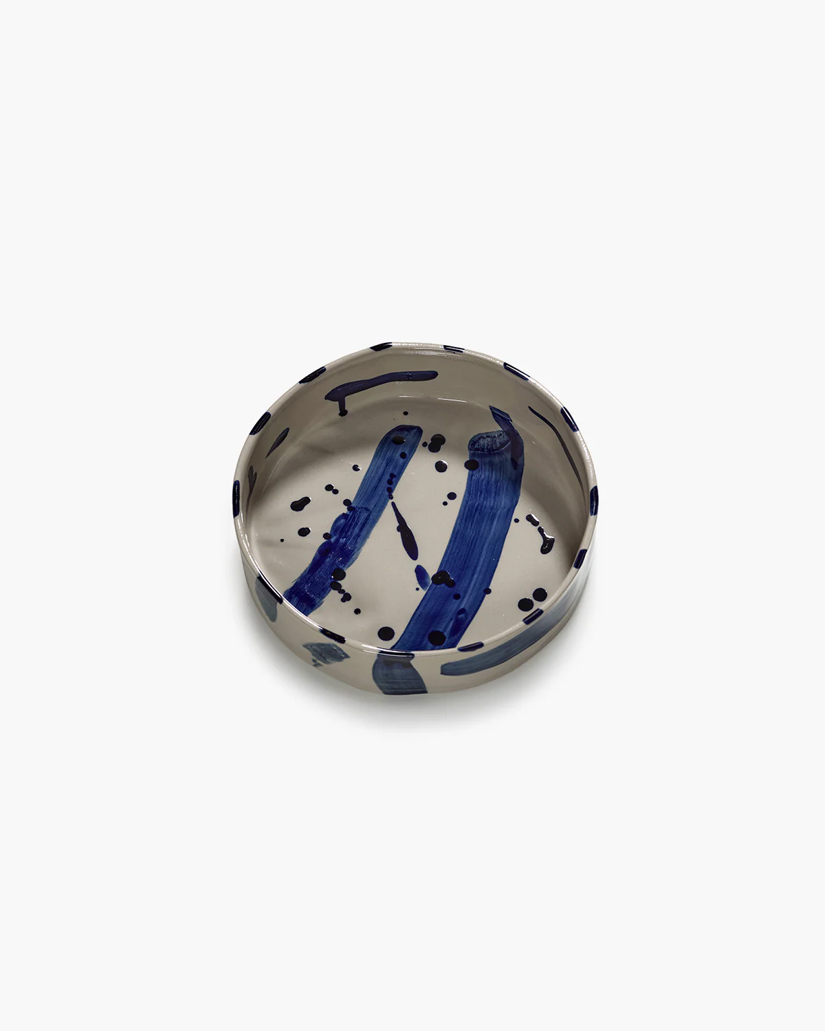 Deep round serving plate beige - blue Sophia - Image 5