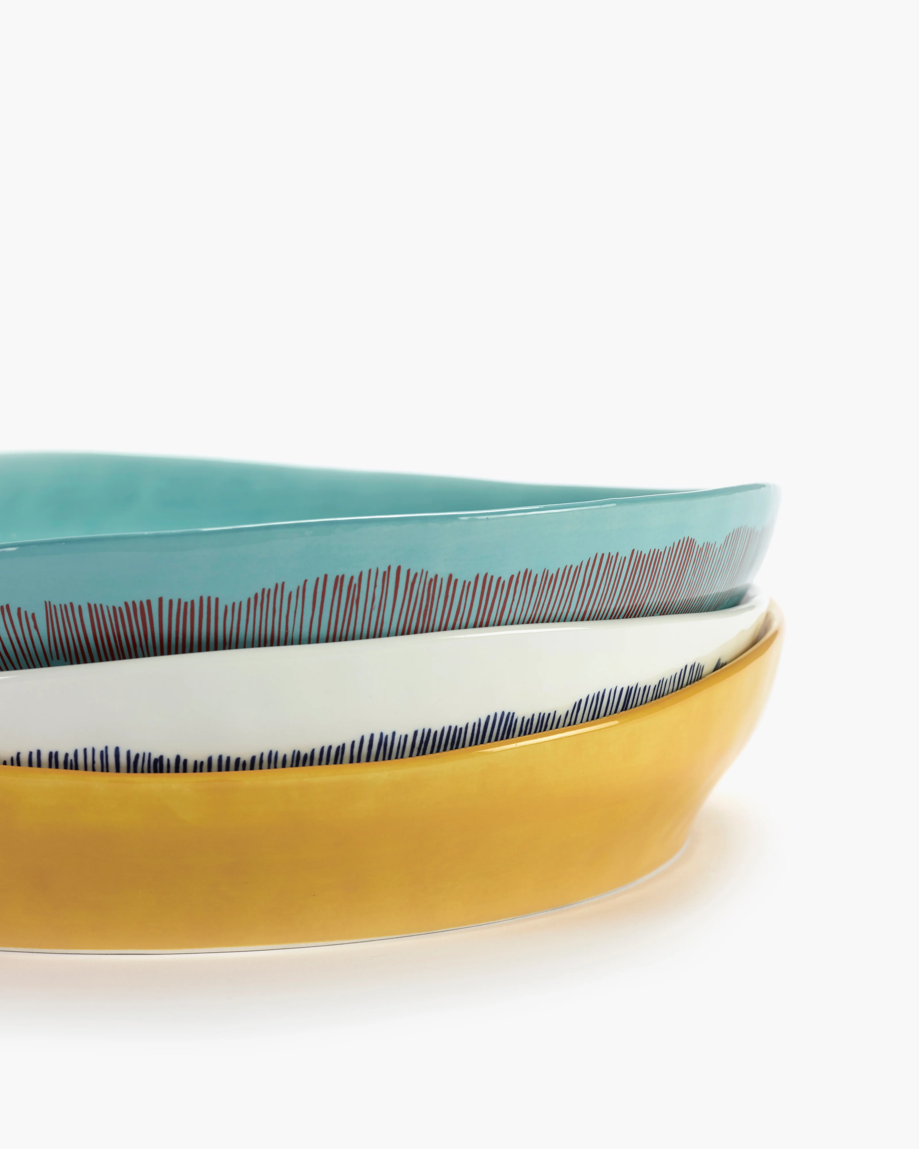 Deep serving plate S white - blue stripes Feast - Image 4