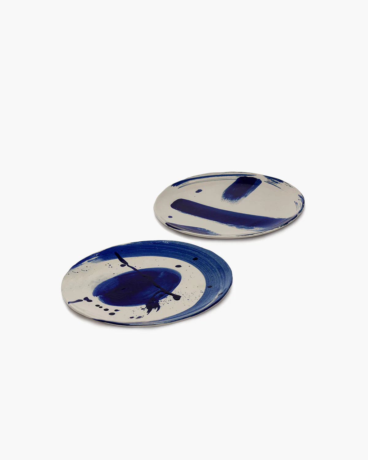 Dinner plate set of 2 varied designs beige - blue Sophia - Image 3