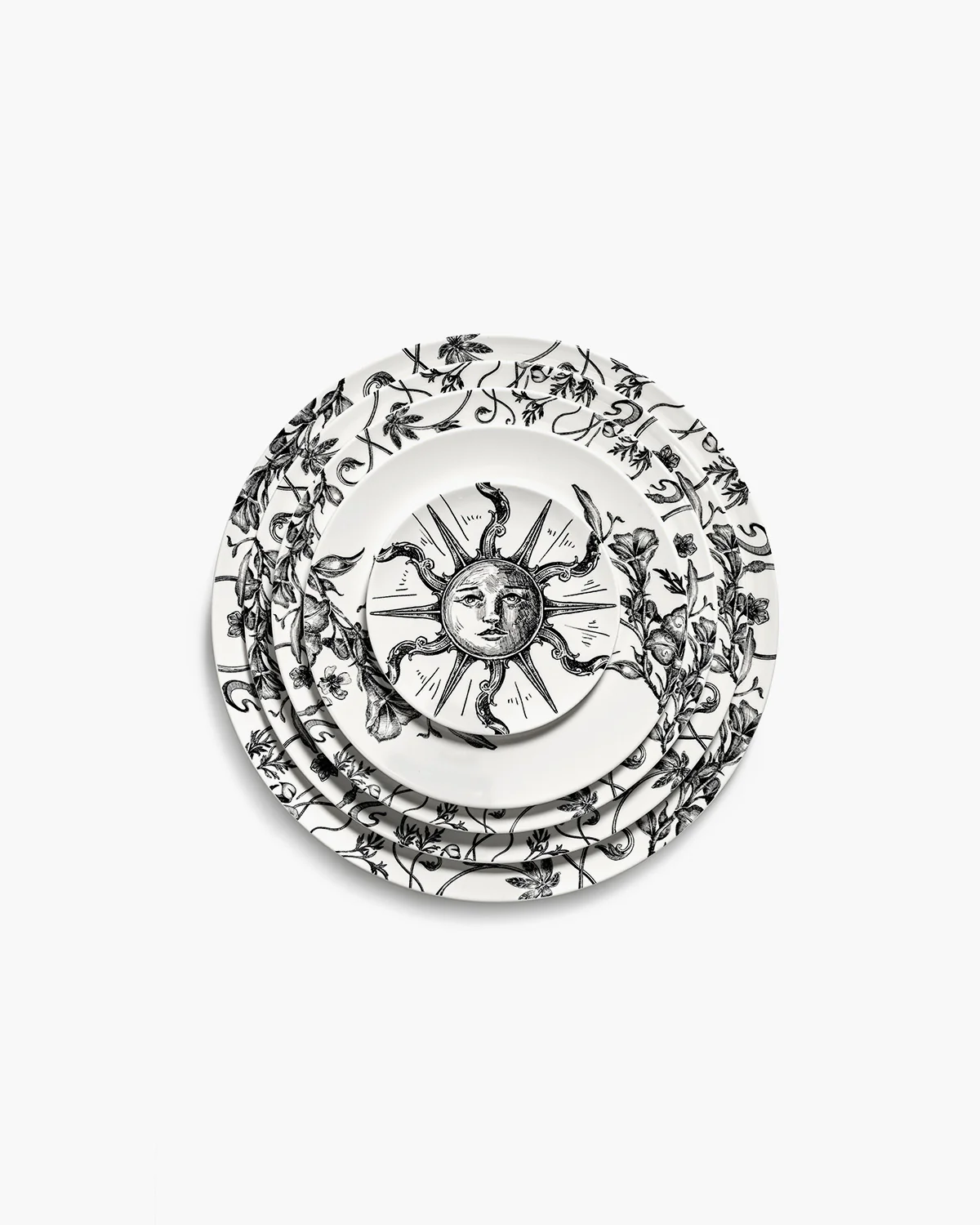 Dinner plate floral fantasy white - black Unity - Image 6