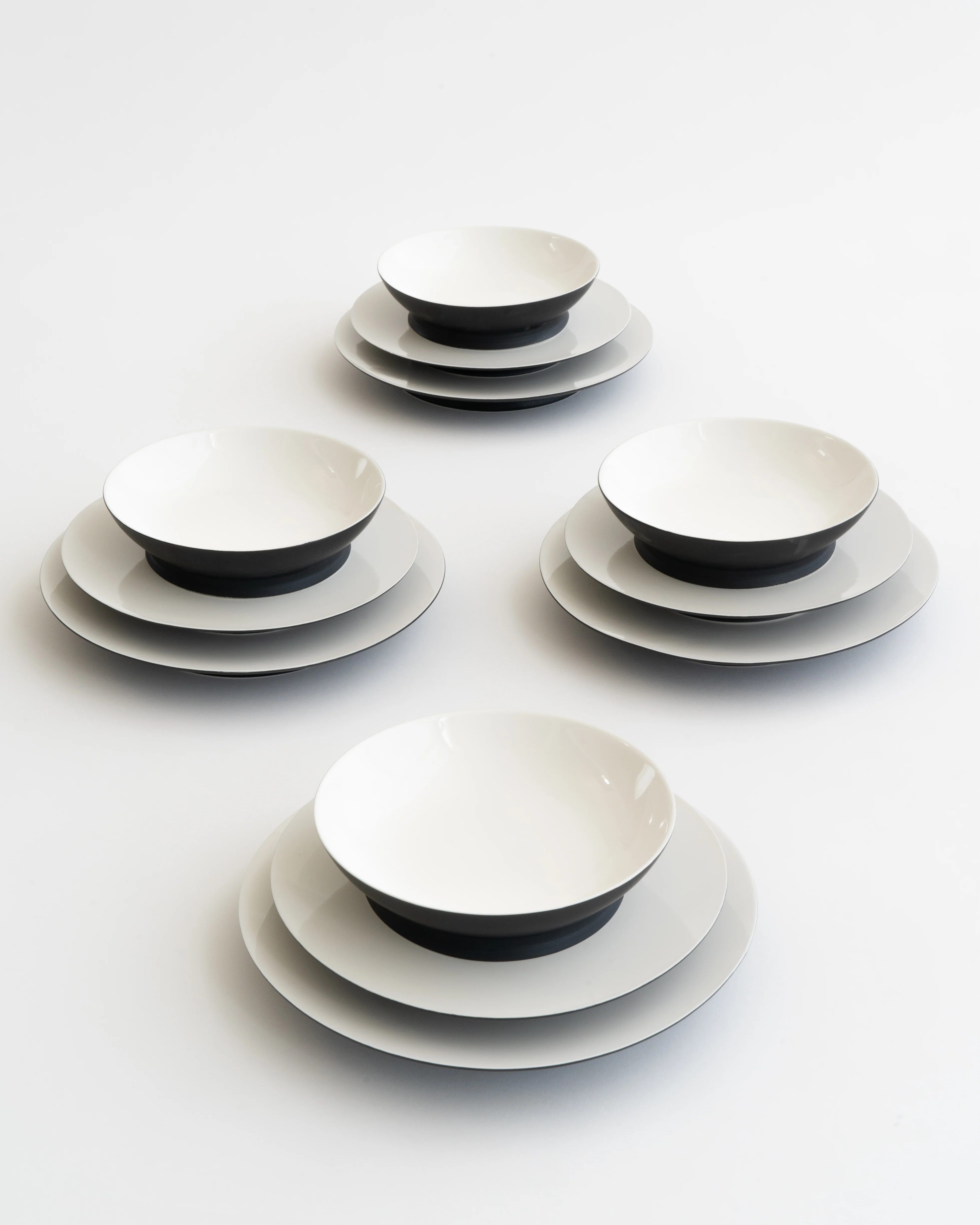 Dinner Set 12 pieces Black/off white Ra