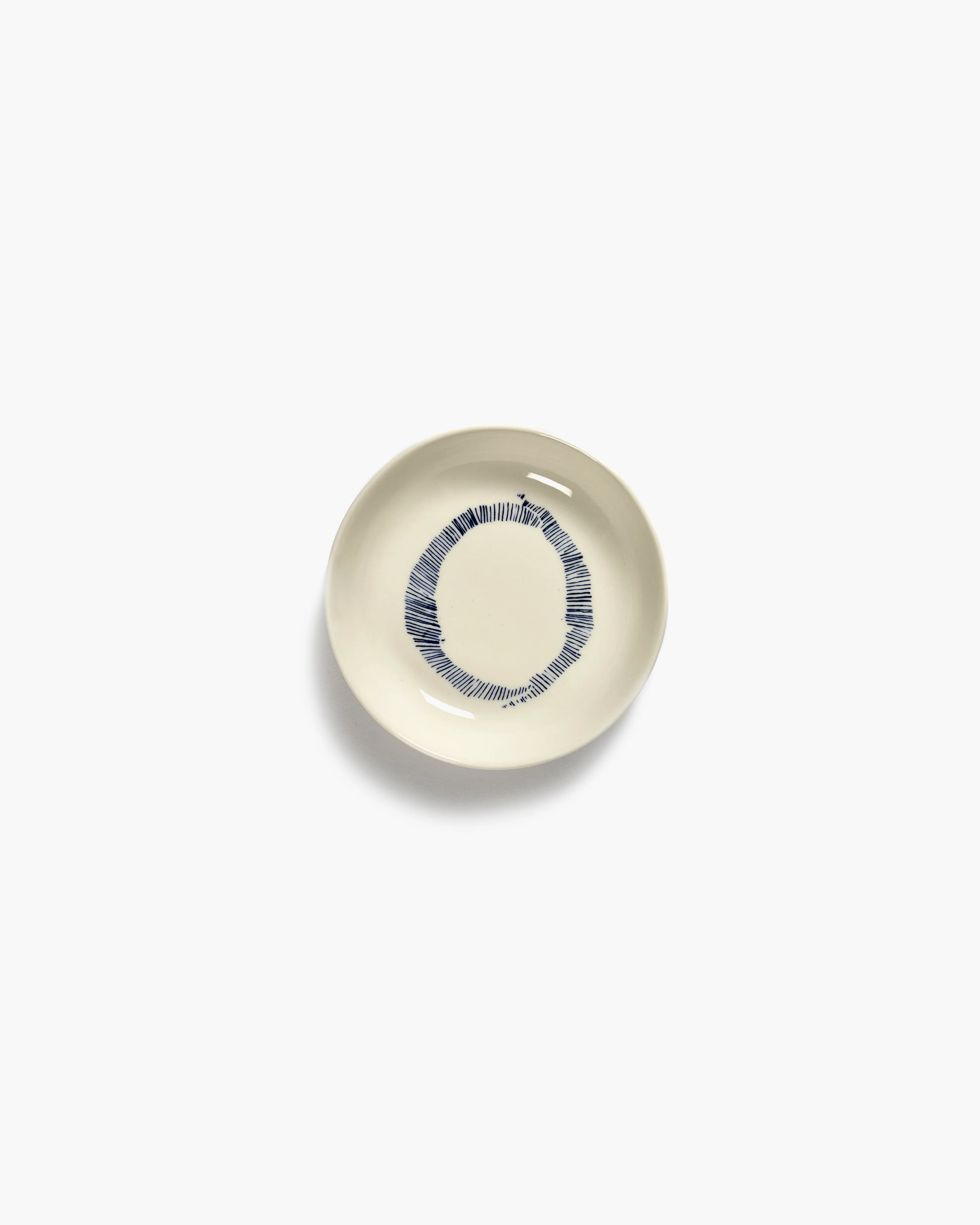 Dish S white swirl - blue stripes Feast