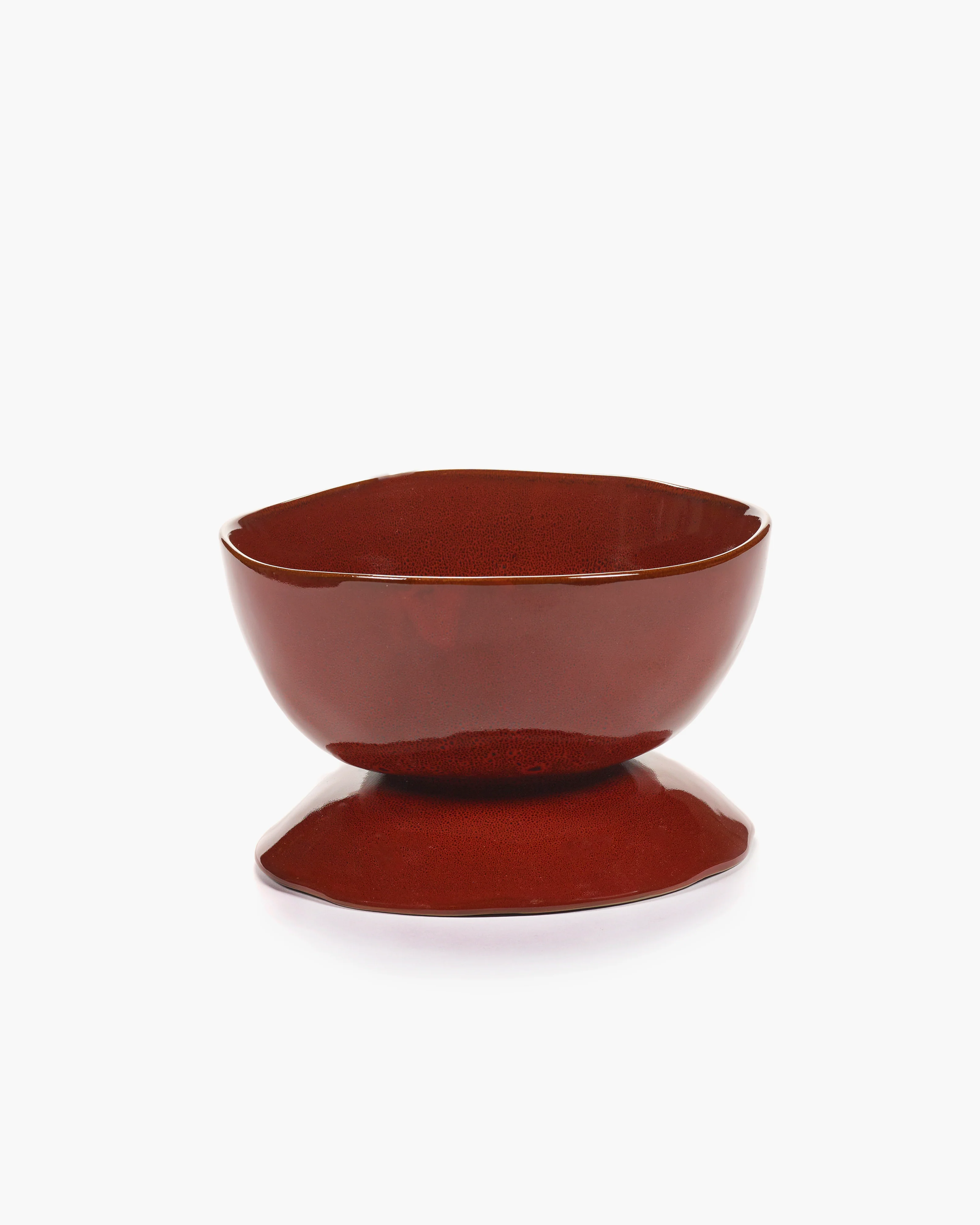 High bowl on foot L venetian red La Mère