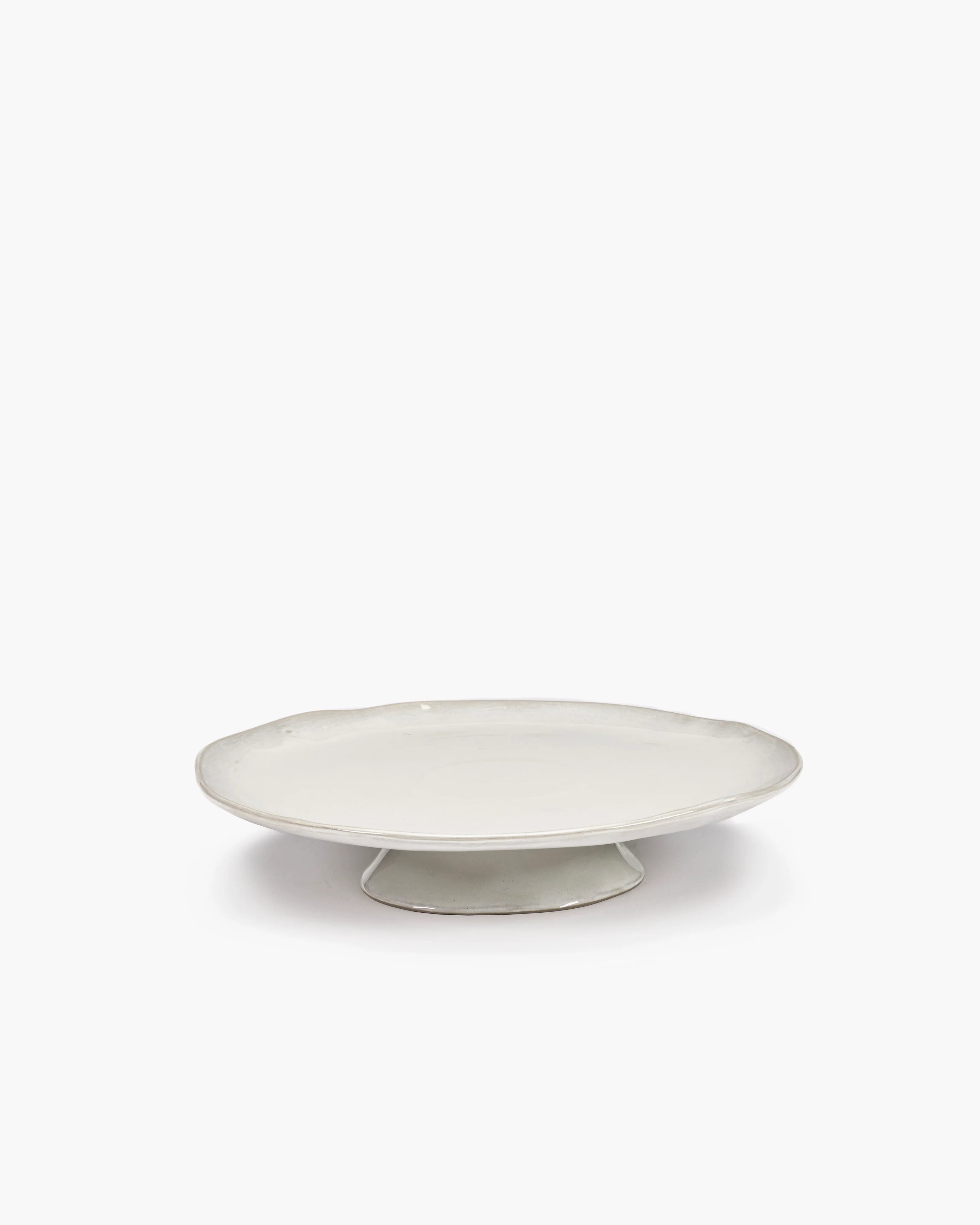 Large plate on foot off-white La Mère