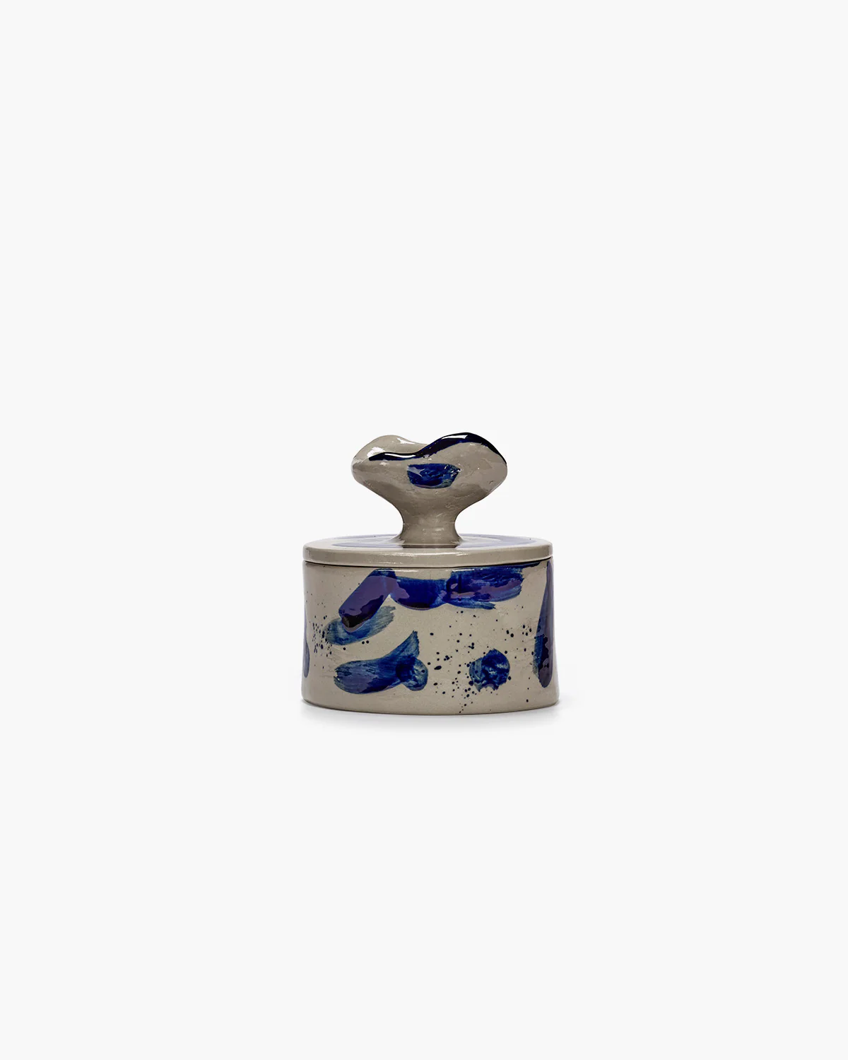 Lidded ceramic pot 02 beige - blue Sophia - Image 3
