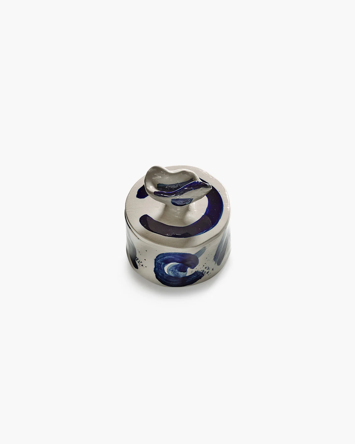 Lidded ceramic pot 02 beige - blue Sophia - Image 5