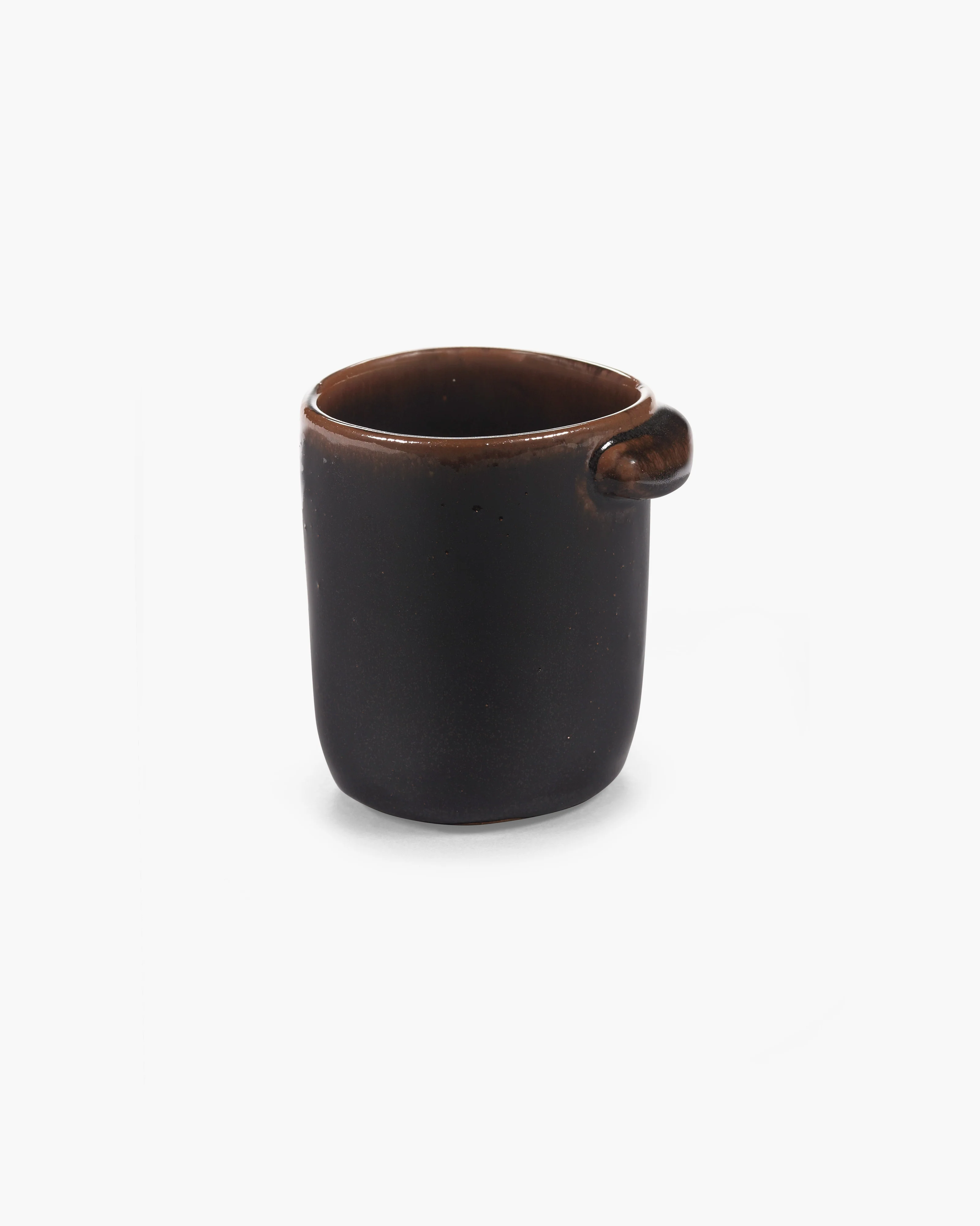 Mug without handle dark brown Out of lines