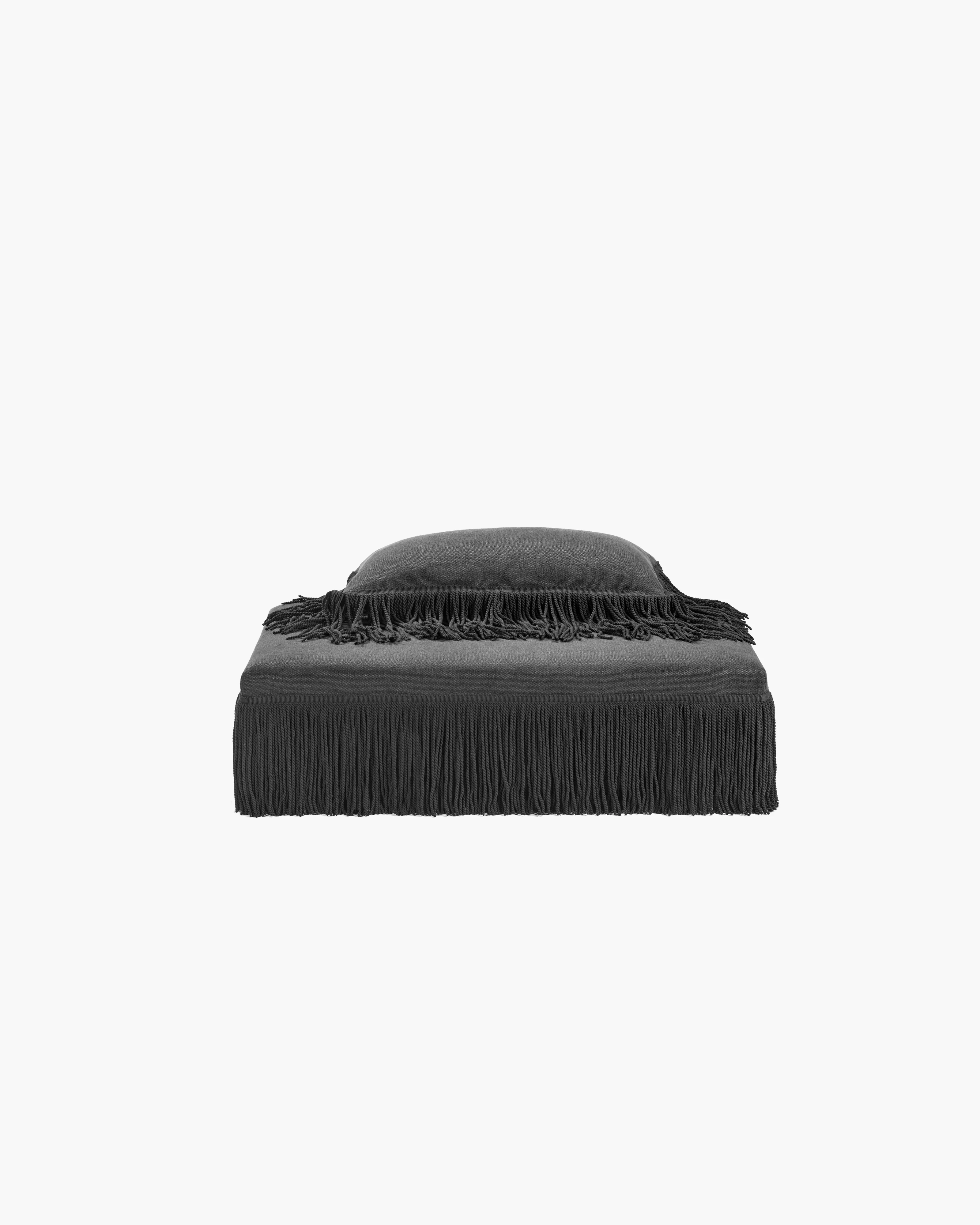 Ottoman L black with black fringes Frin - Image 4