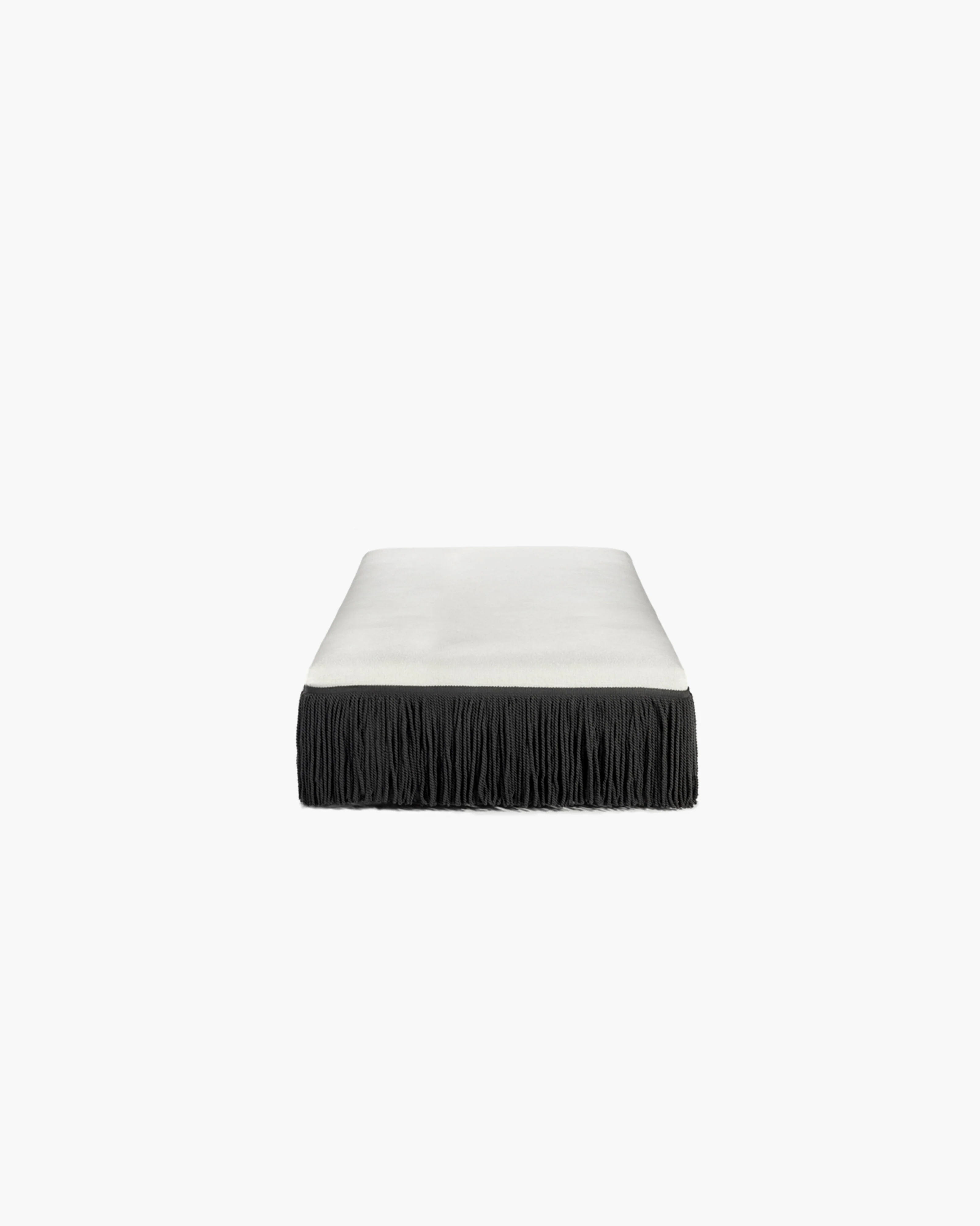 Ottoman L white  with black fringes Frin - Image 2