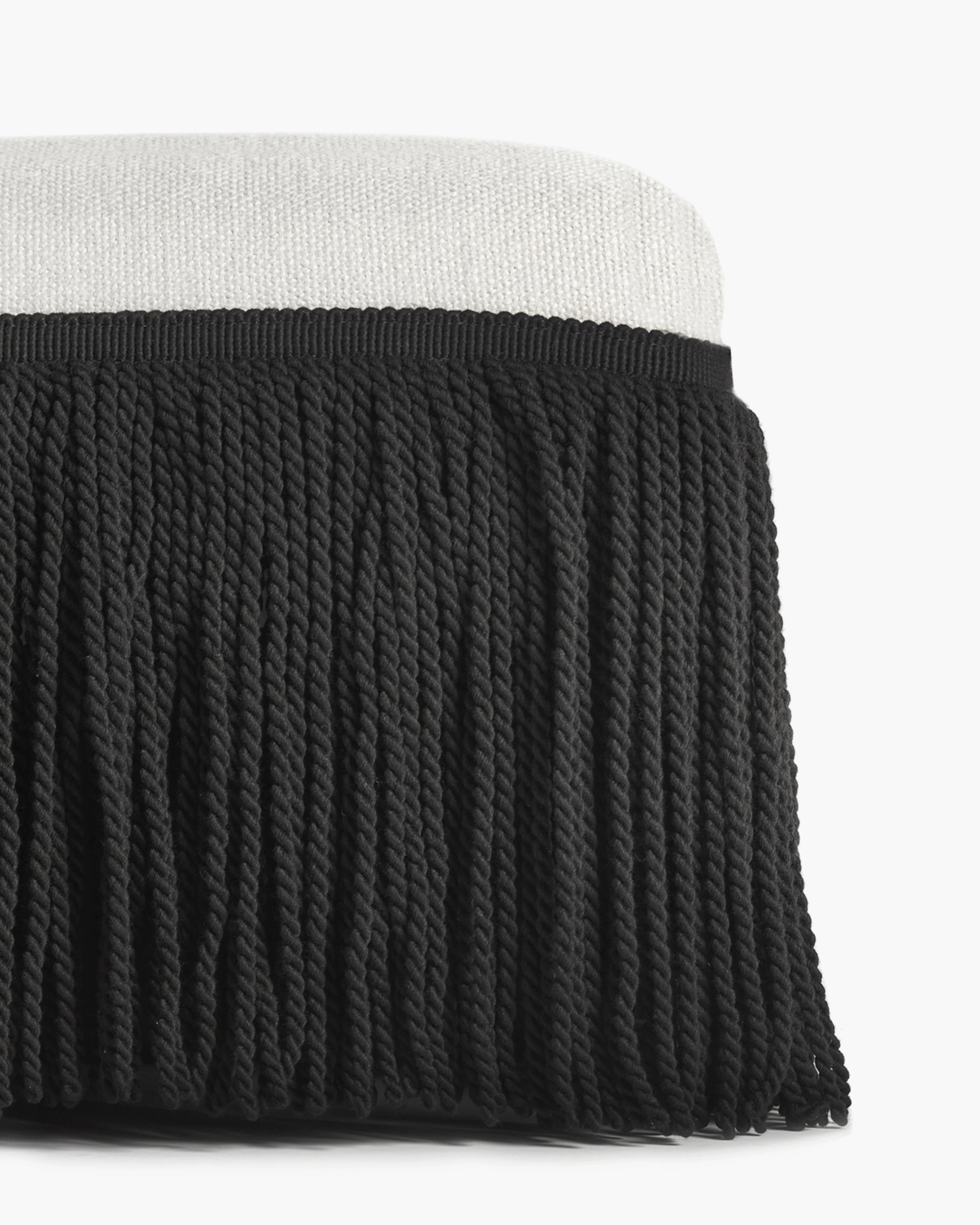 Ottoman L white  with black fringes Frin - Image 3