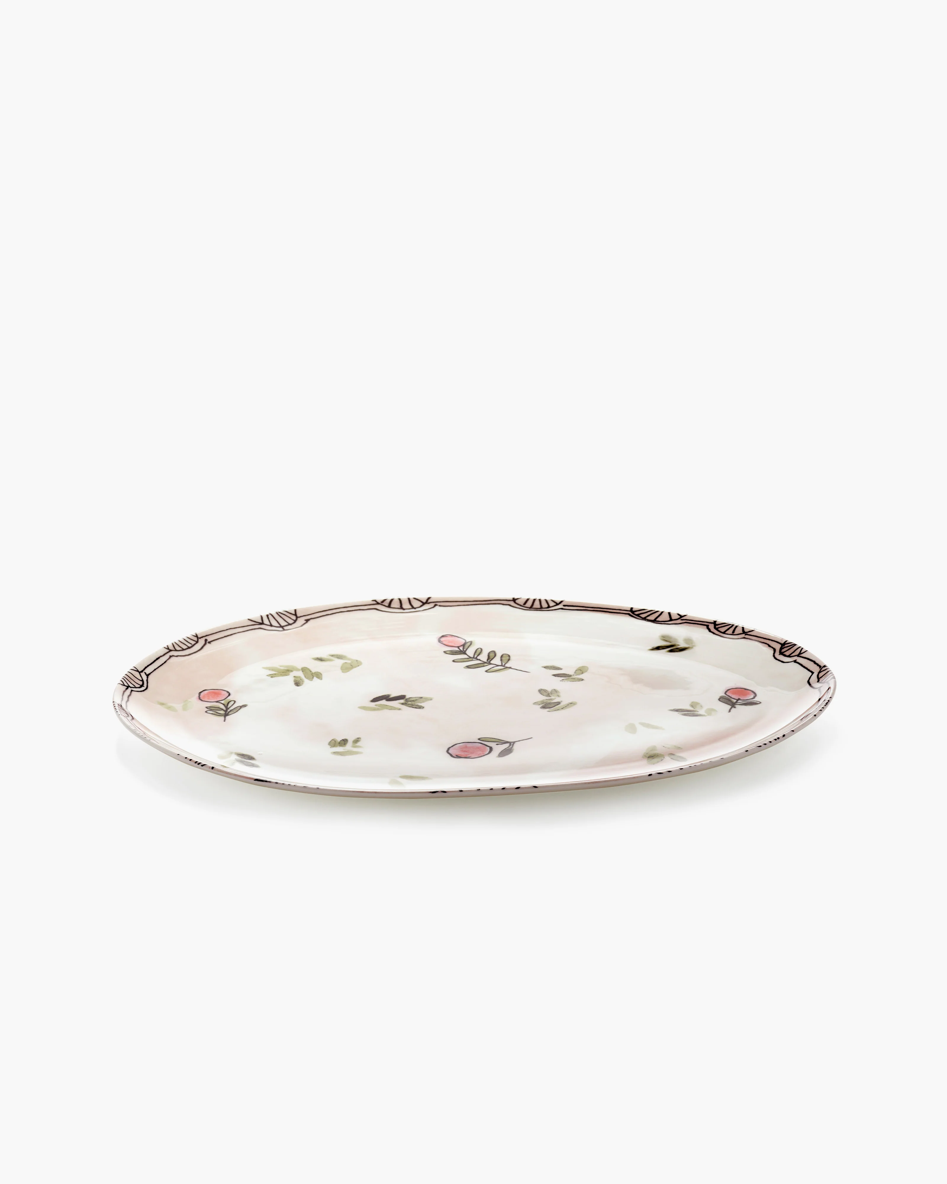 Oval plate °2 L Mirtillo nude Midnight Flowers