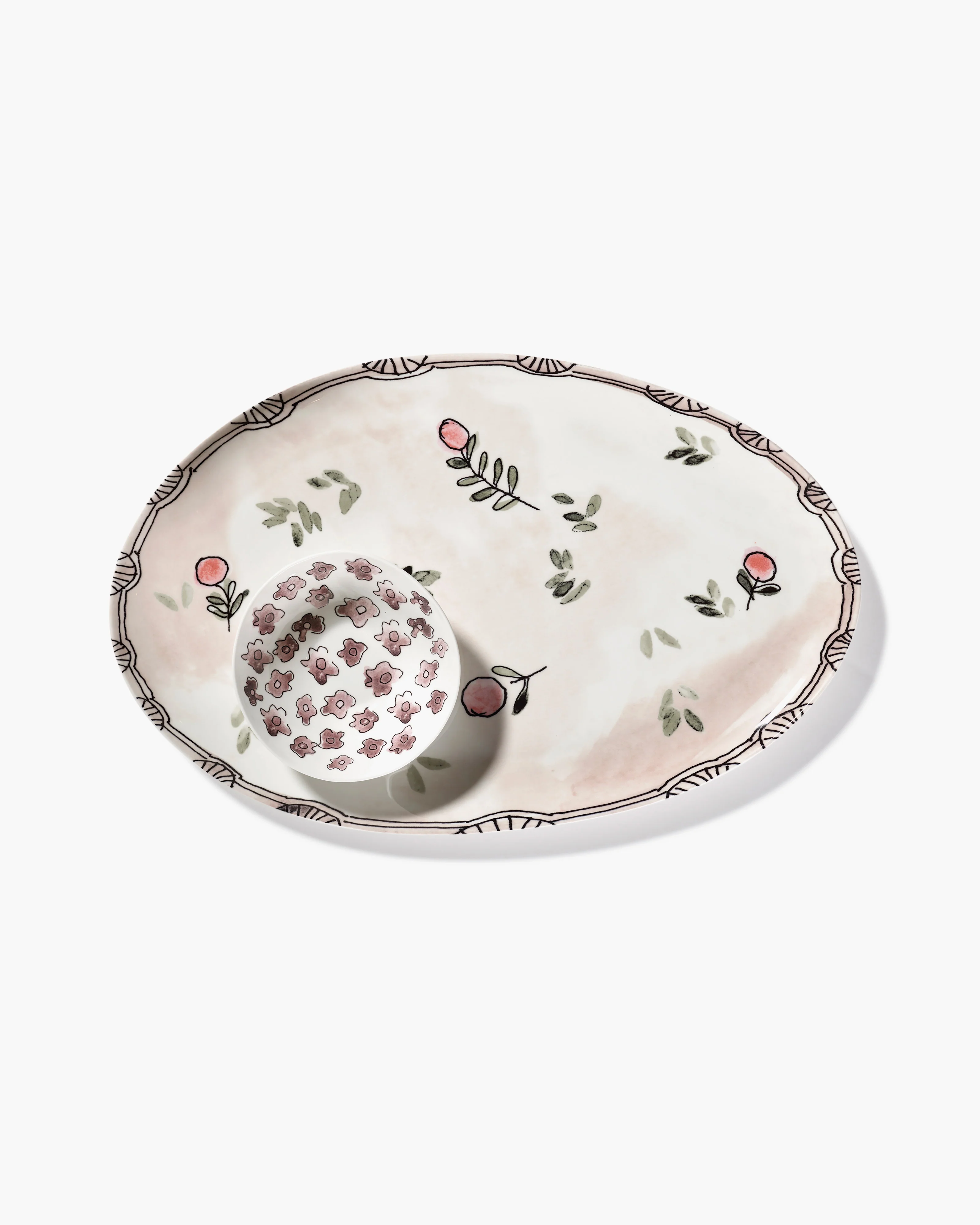 Oval plate °2 L Mirtillo nude Midnight Flowers - Image 6