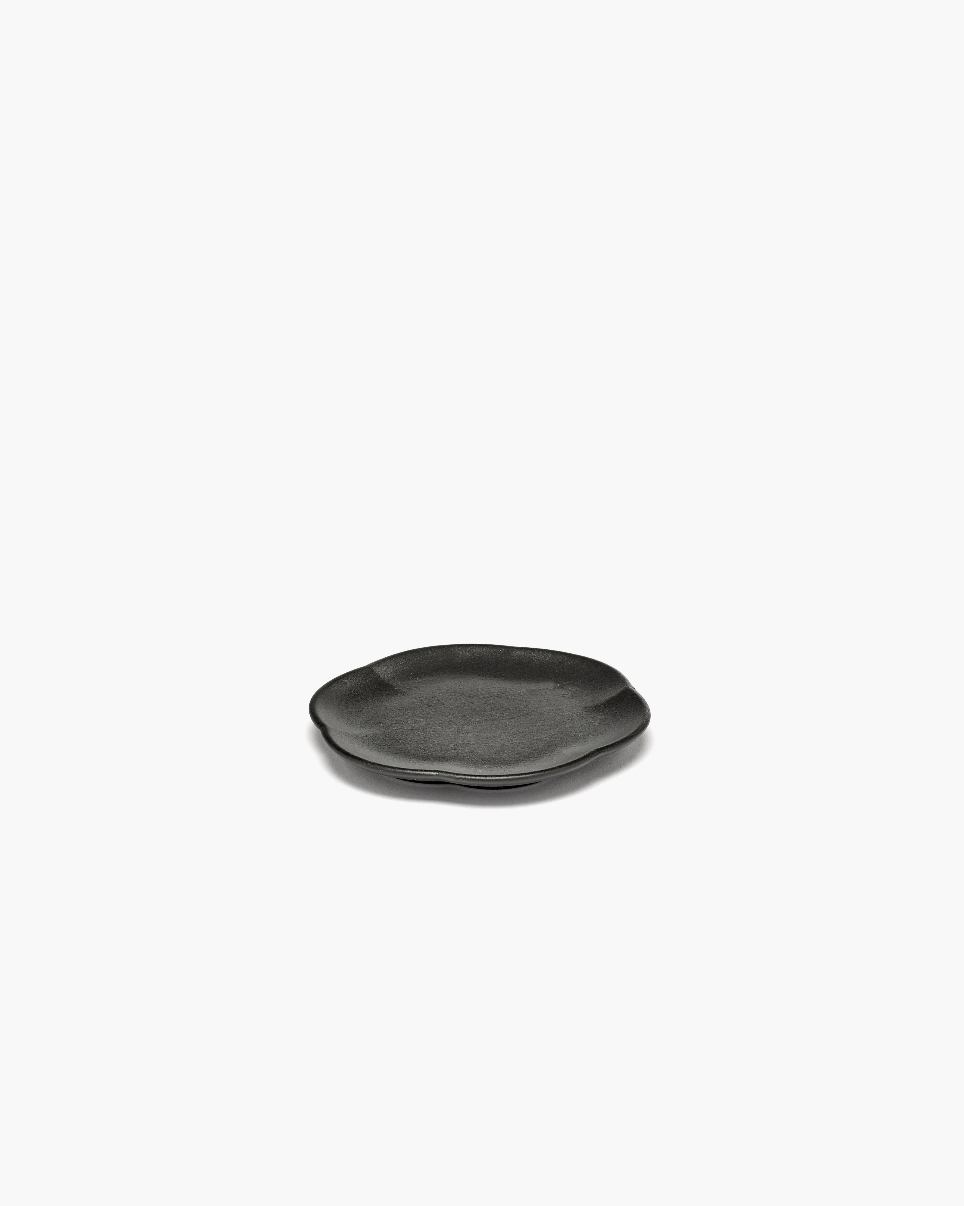 Dessert plate ribbed black Inku