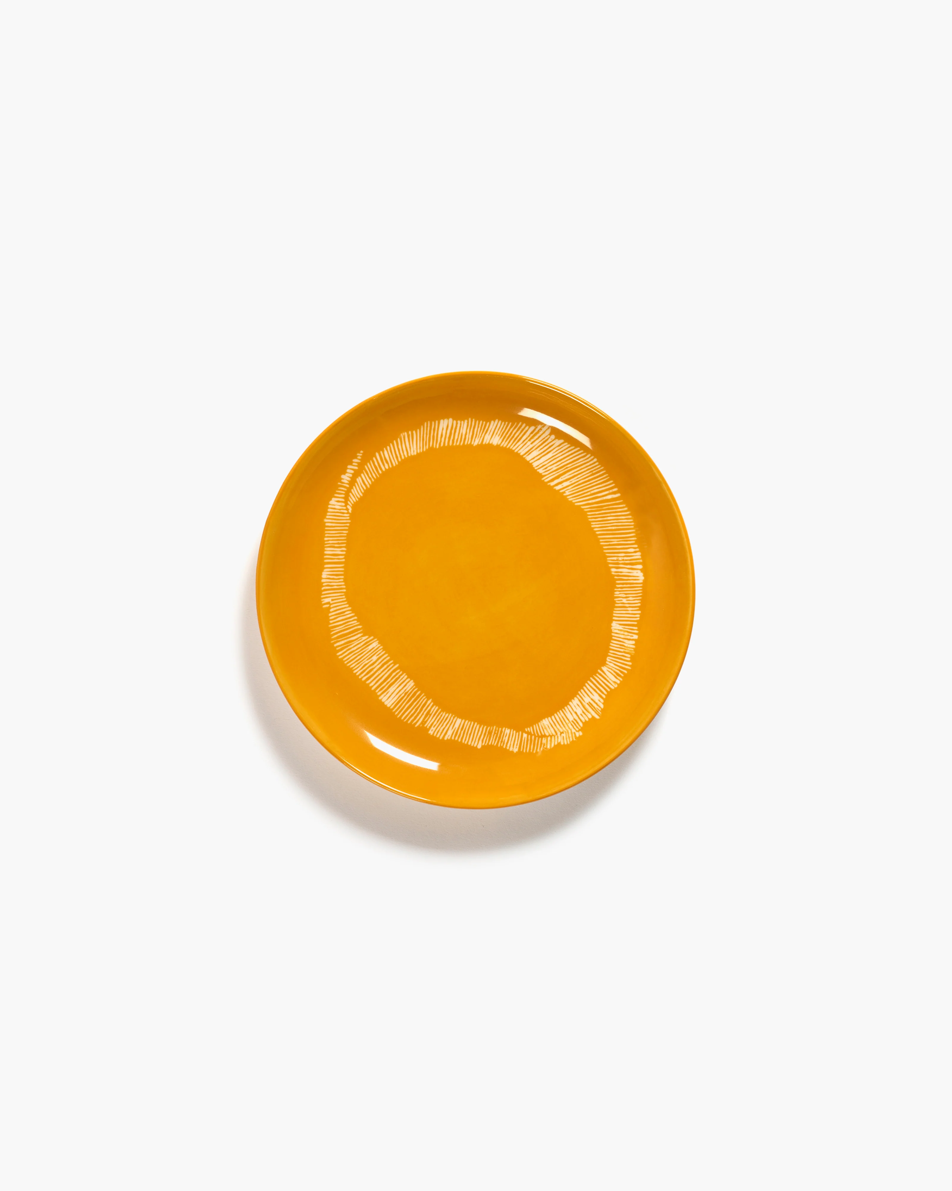 Breakfast plate yellow - white stripes Feast