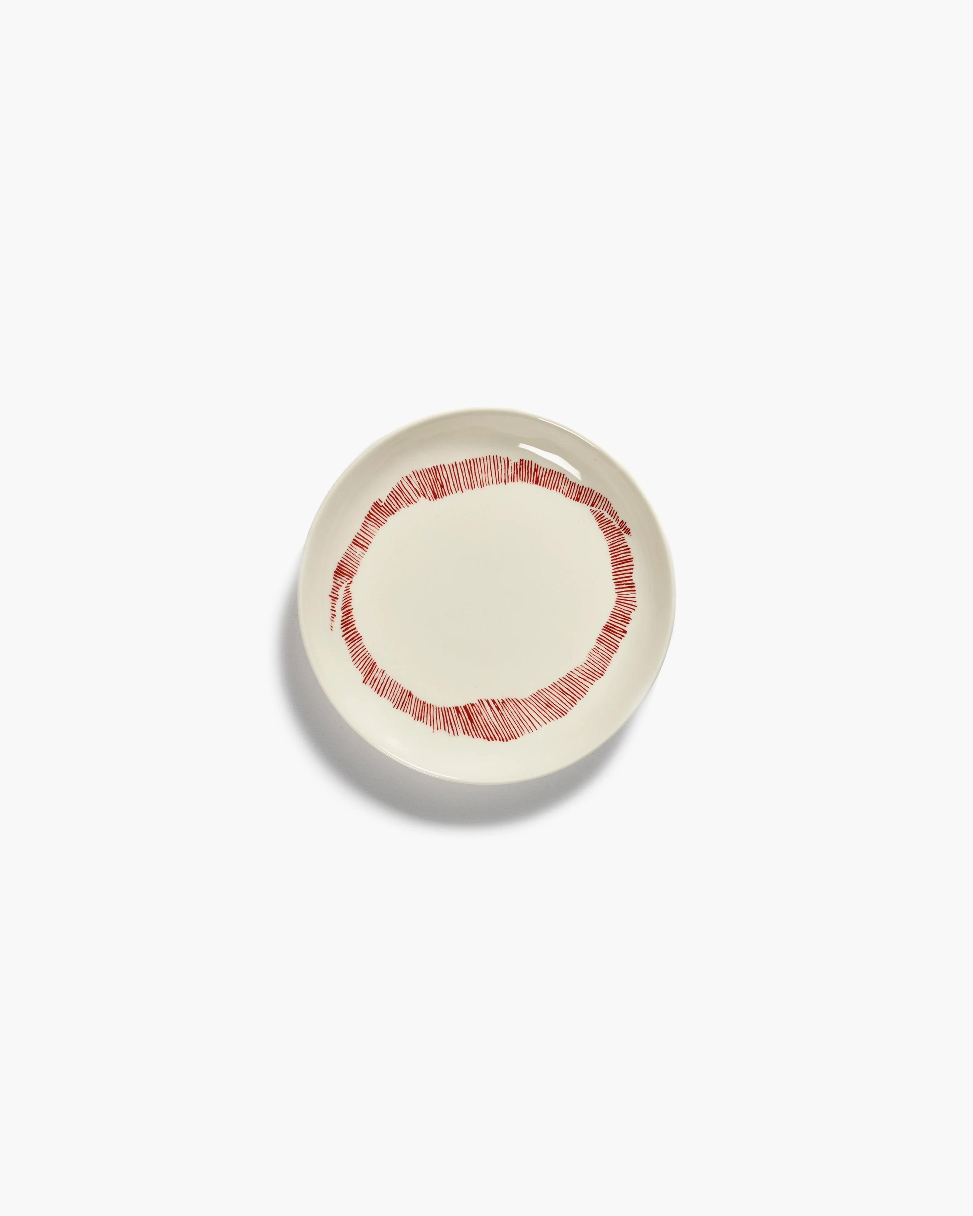 Dessert plate white swirl - red stripes Feast