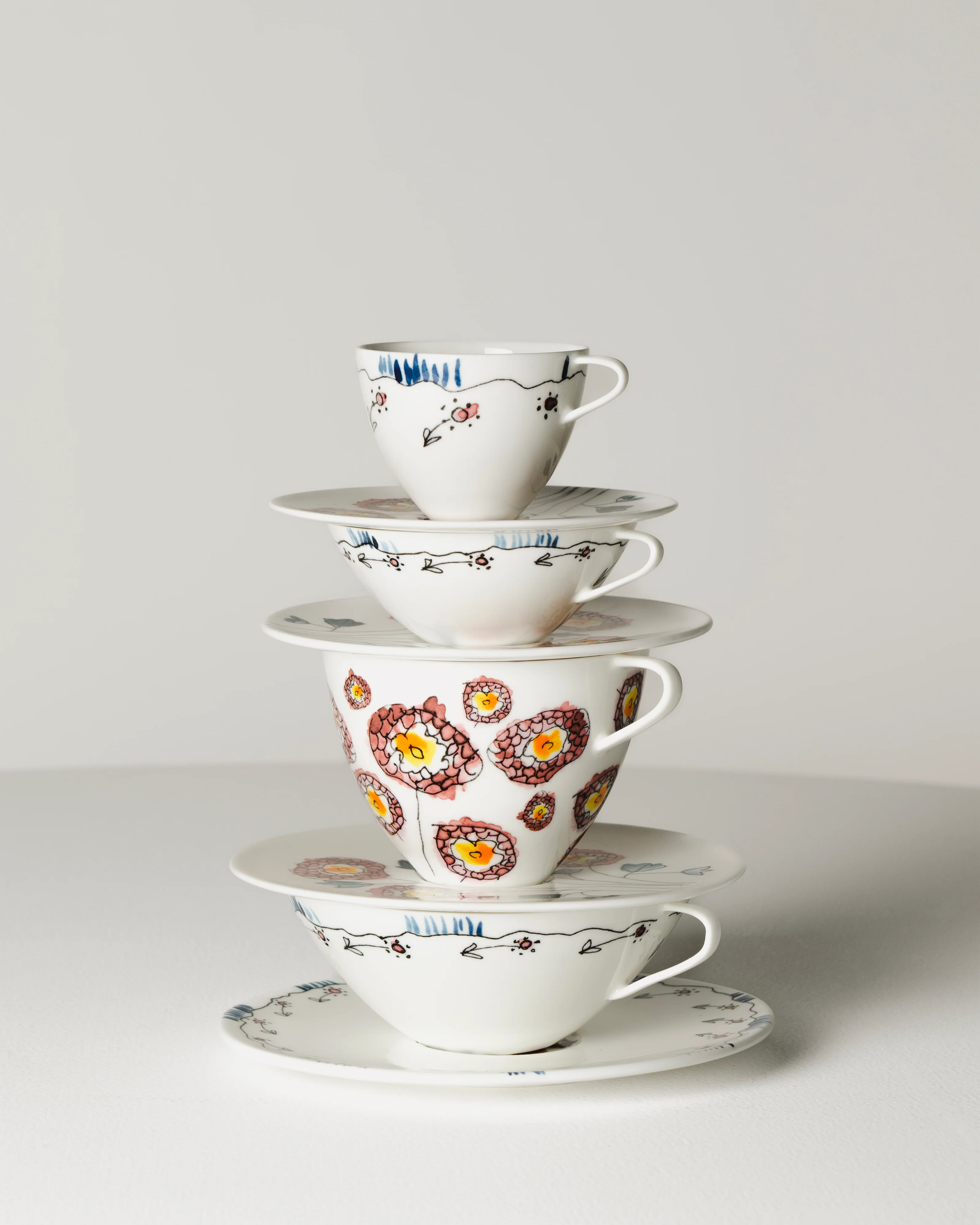 Saucer cappuccino cup Anemone milk Midnight Flowers - Image 3