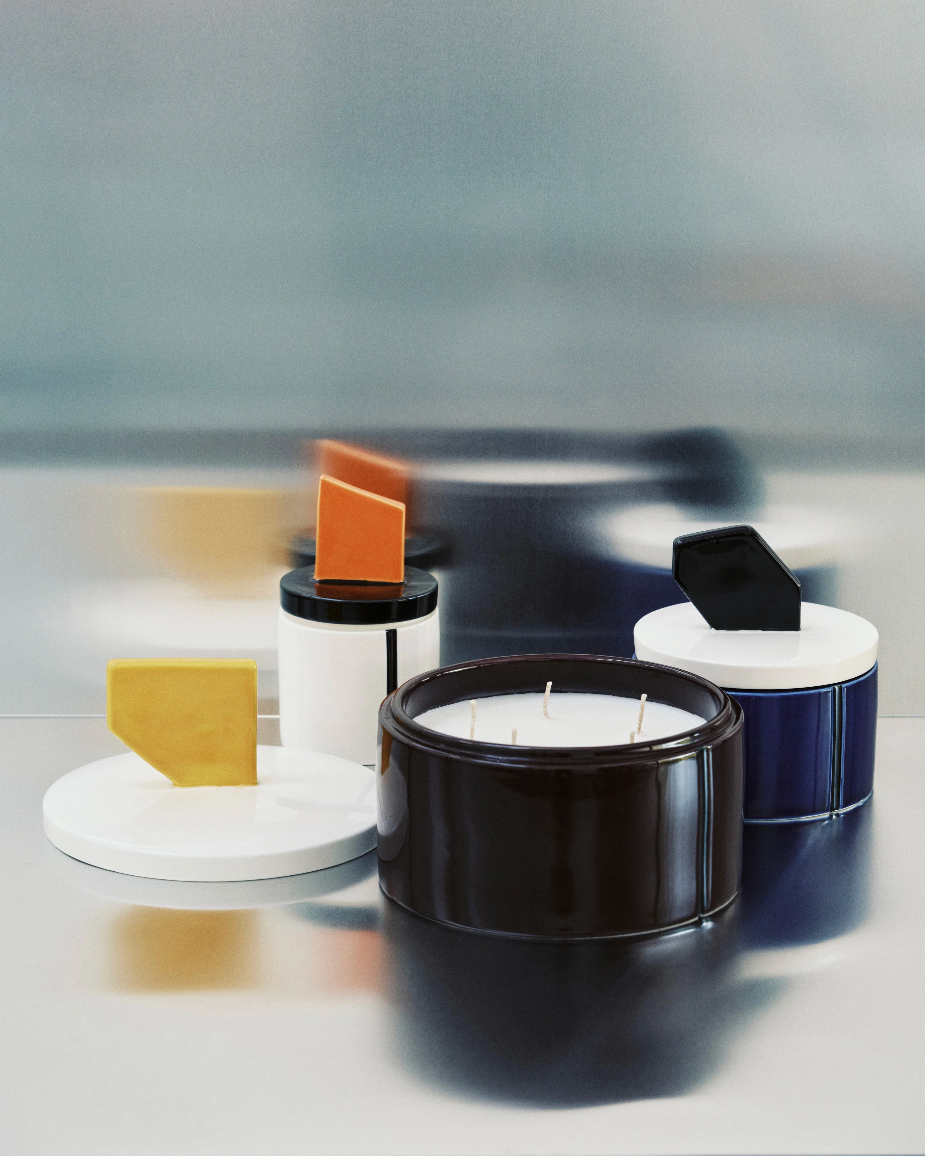 Scented candle L blue - black Candela 01 - Image 2