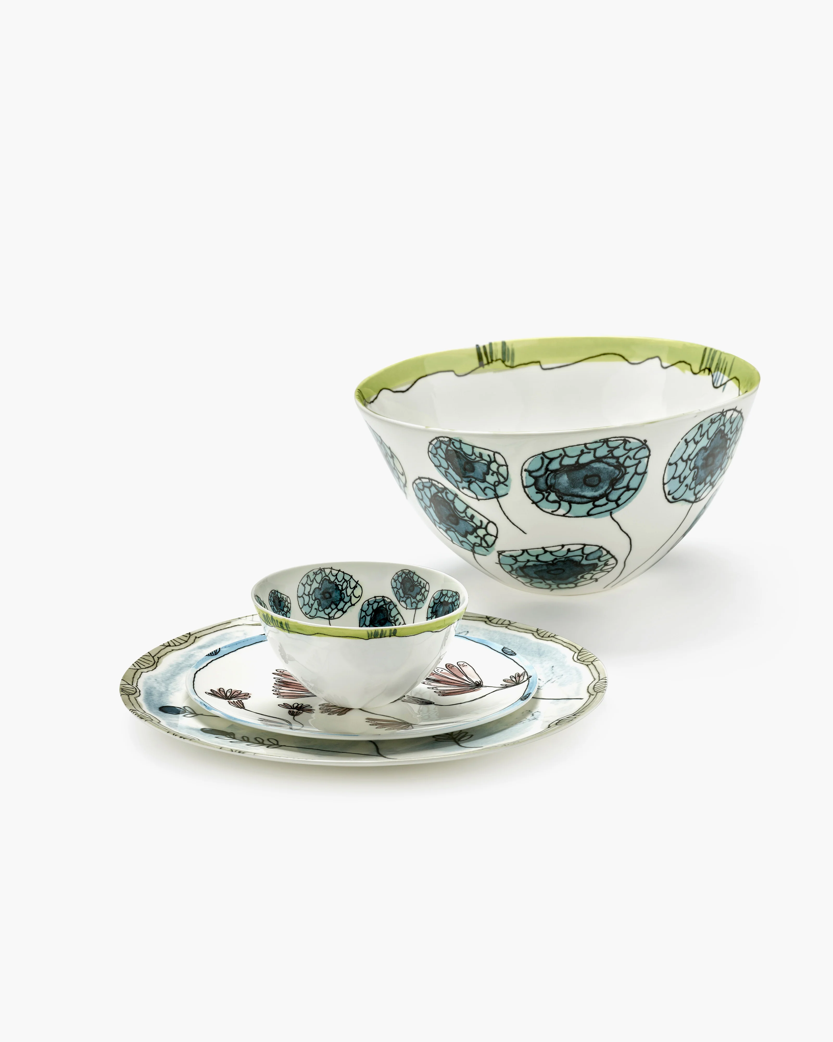 Serving bowl L Anemone vaniglia Midnight Flowers - Image 5