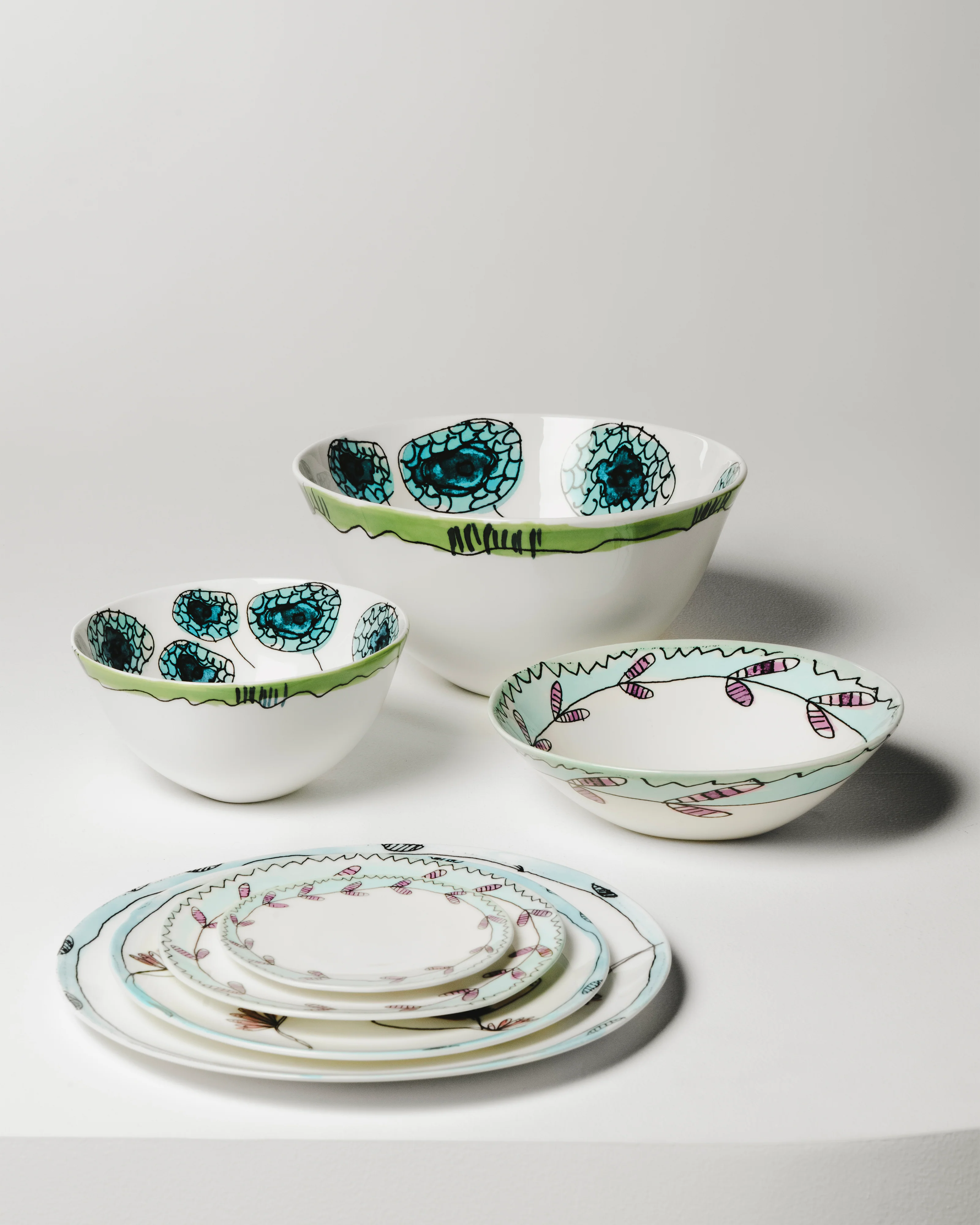 Serving bowl M Anemone vaniglia Midnight Flowers - Image 2