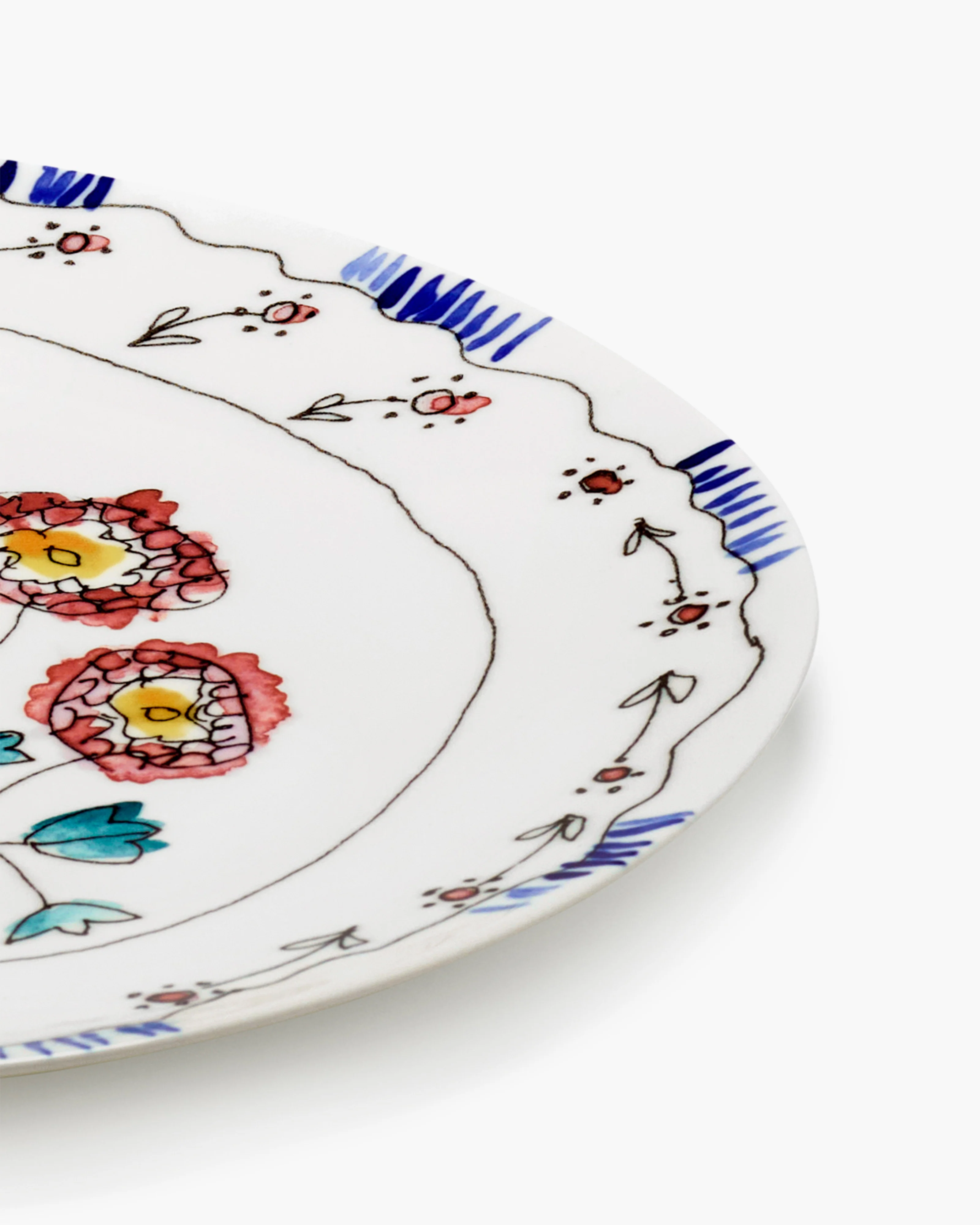 Serving plate L Anemone milk Midnight Flowers - Image 4