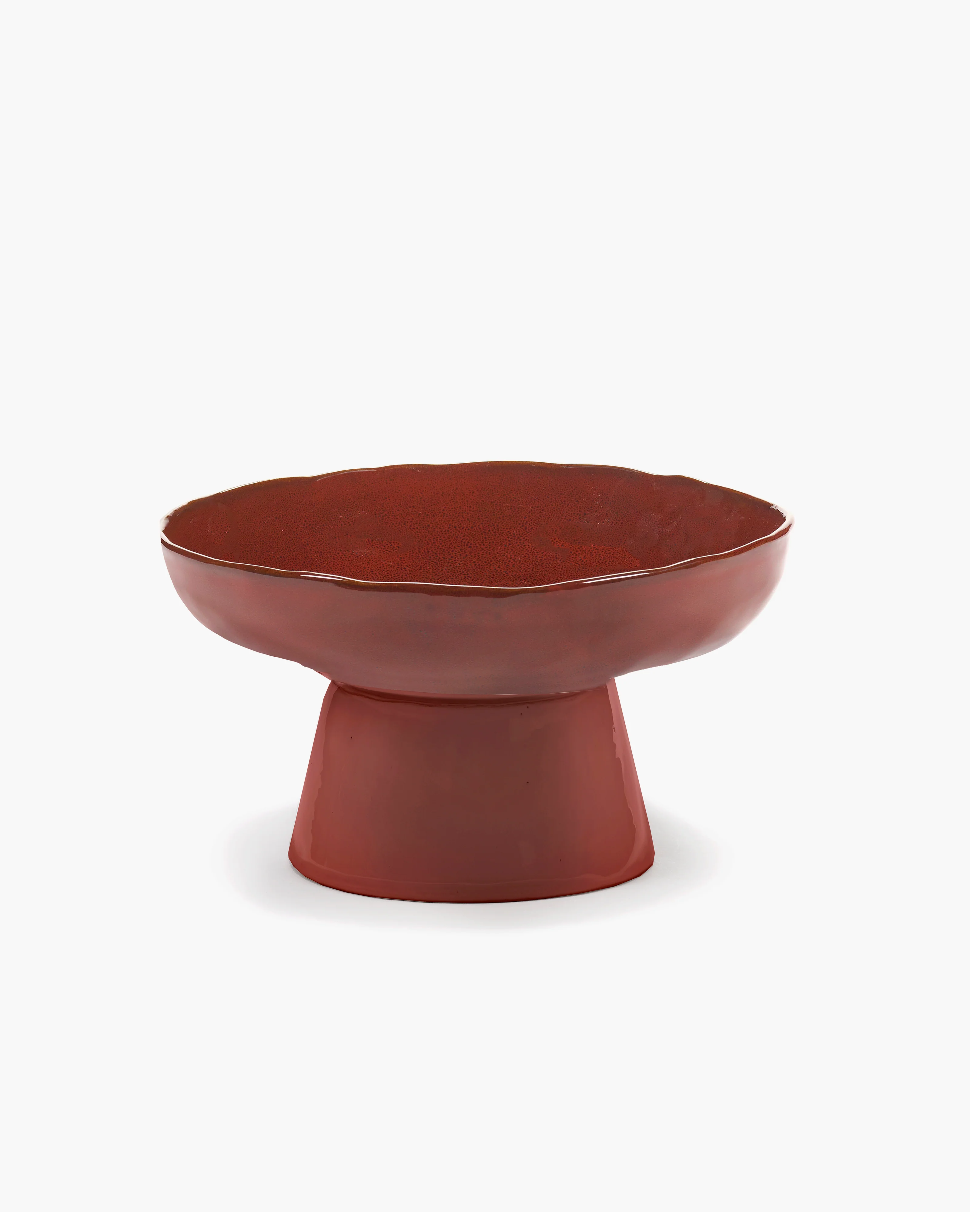 Serving plate on foot venetian red La Mère
