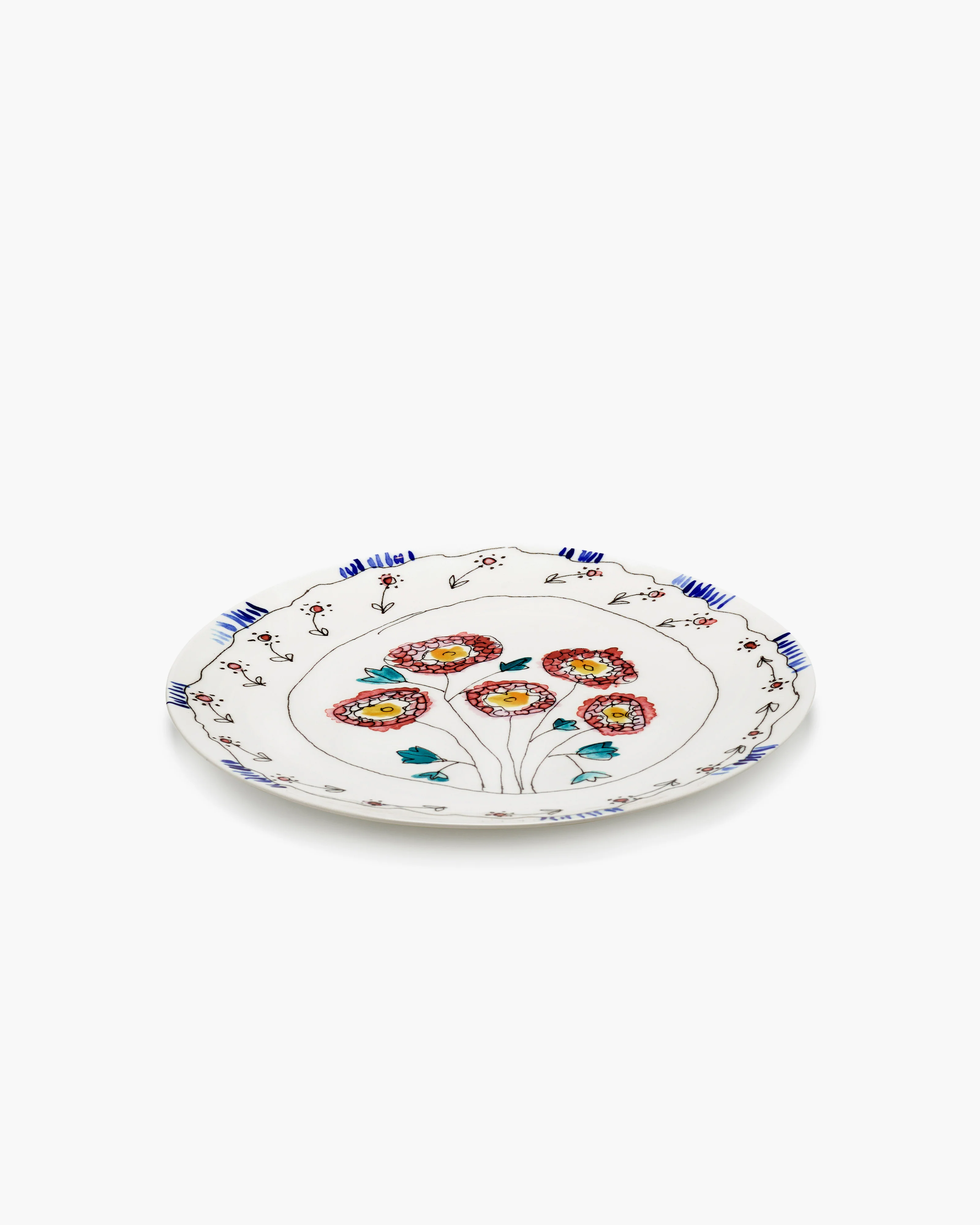Serving plate S Anemone milk Midnight Flowers